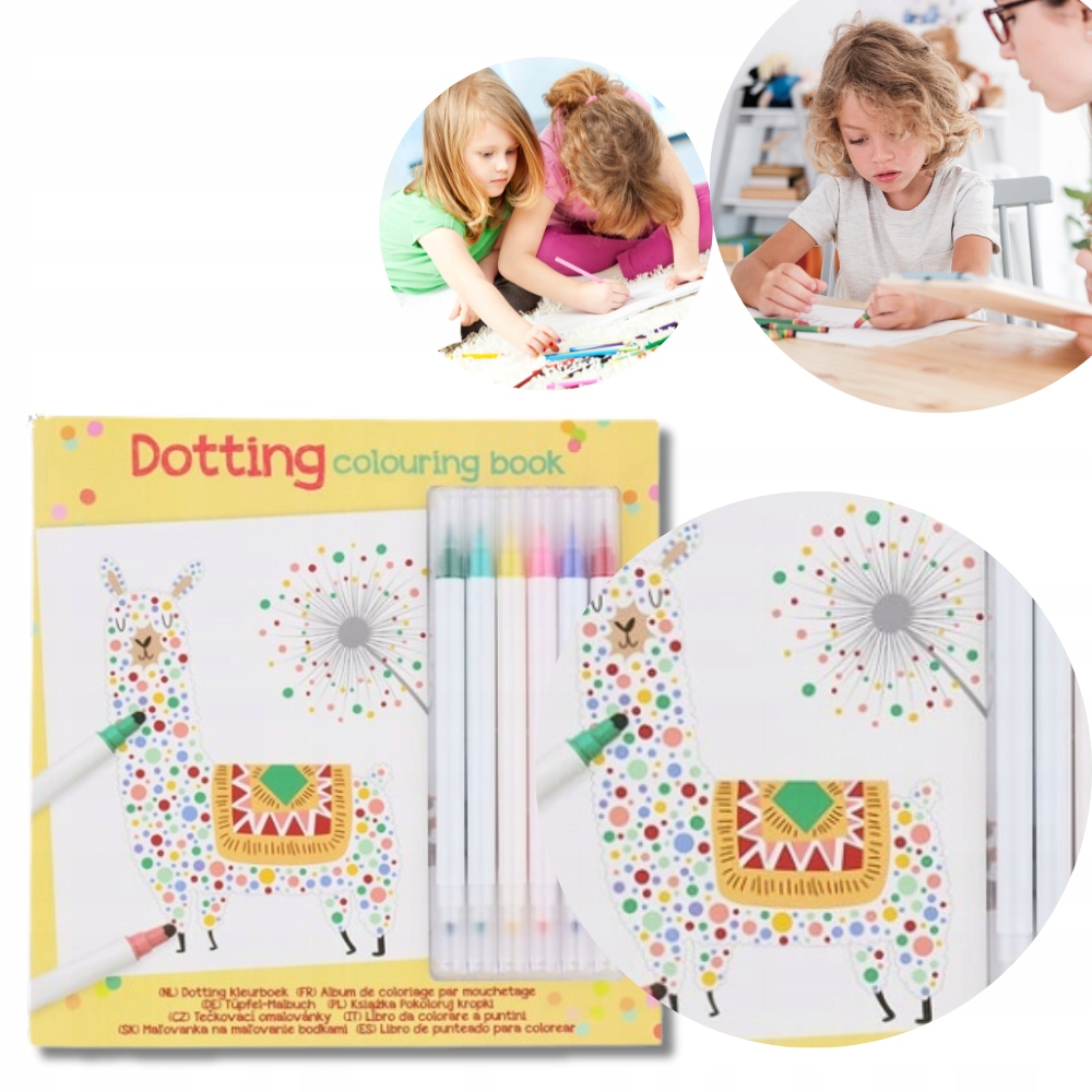 KOLOROWANKA Z PISAKAMI POKOLORUJ KROPKI ŻÓŁTA