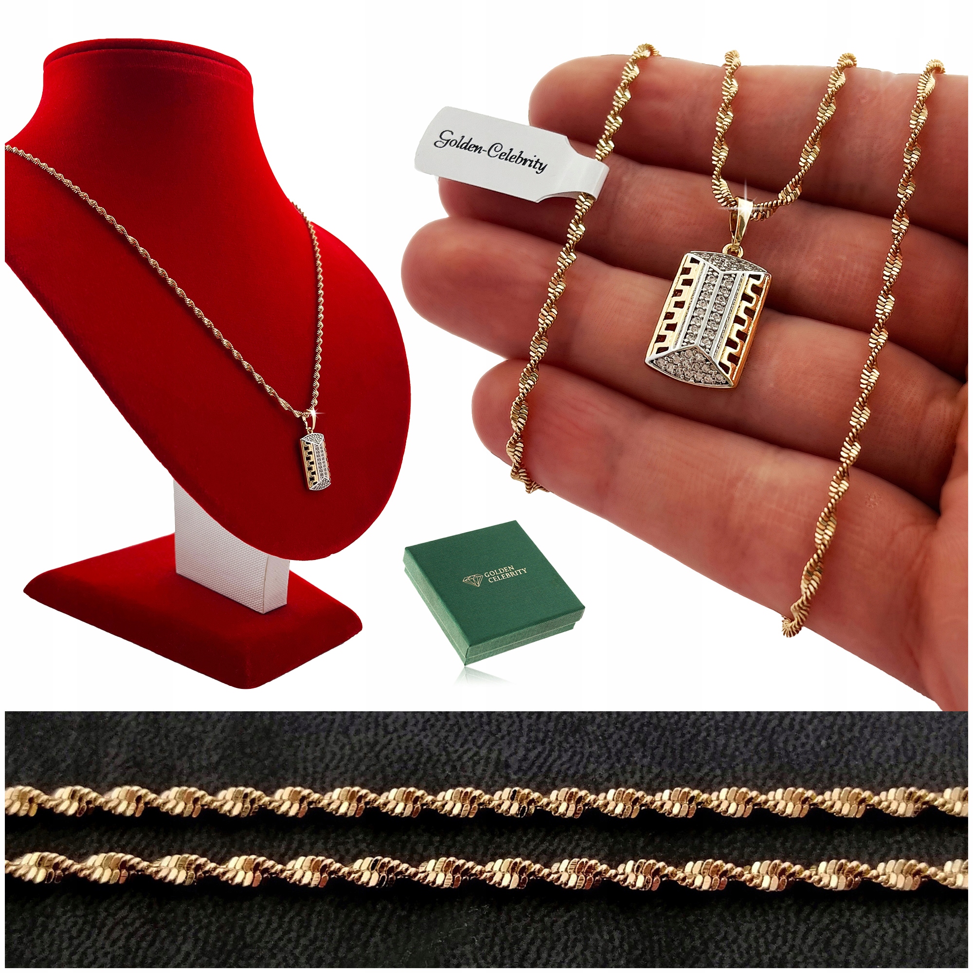 Zlatý Dámský Řetízek Ocel Řecký Přívěsek Zirkony Dárek K Výročí