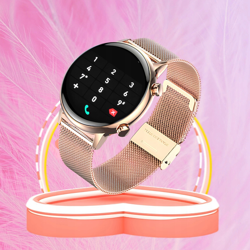 SMARTWATCH DAMSKI ENTER ROZMOWY PULS PL MENU MESH Szerokość paska 18 mm