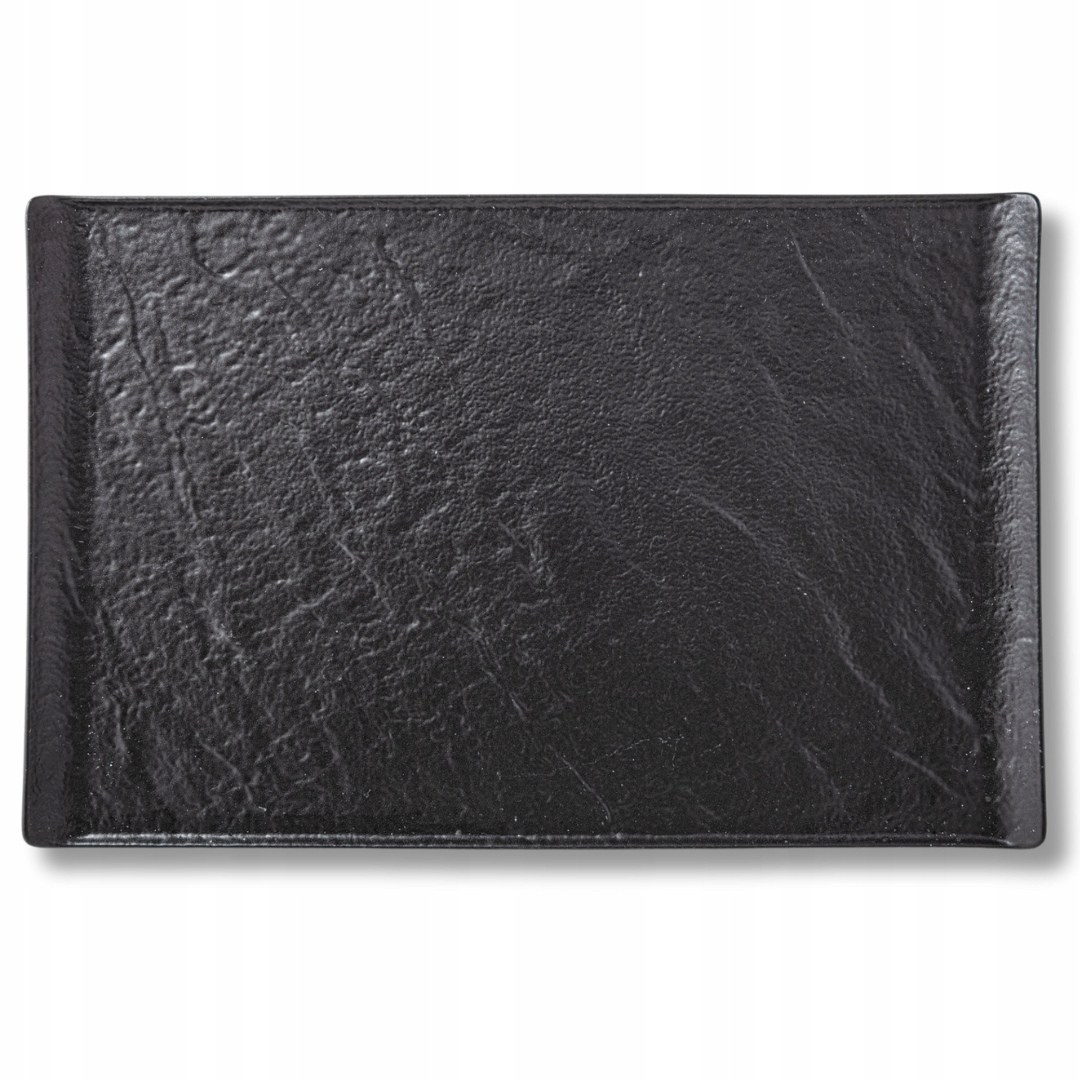 Talíř hranatý porcelán černý Wilmax 38x24,5 cm Imitace Kamenů