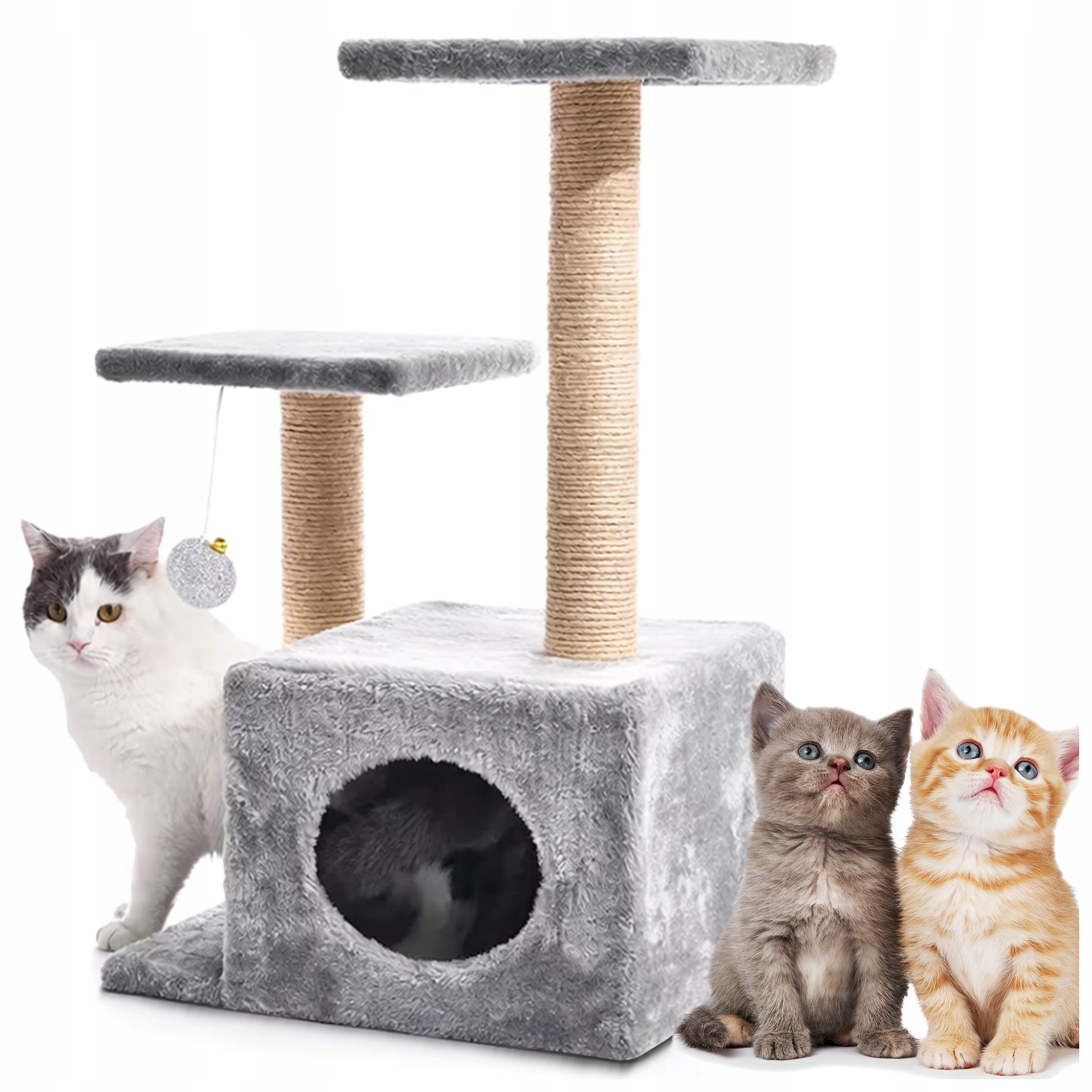 Levně Škrabadlo Pro Kočky Domeček Pelíšek Škrabací Sloupek Hračka Myška Věž