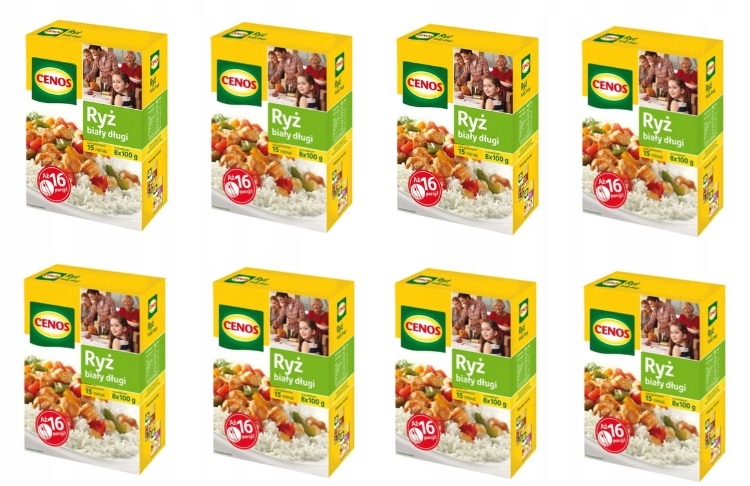 Levně 8 x 800 g Cenos rýže bílá dlouhá v sáčcích Karton