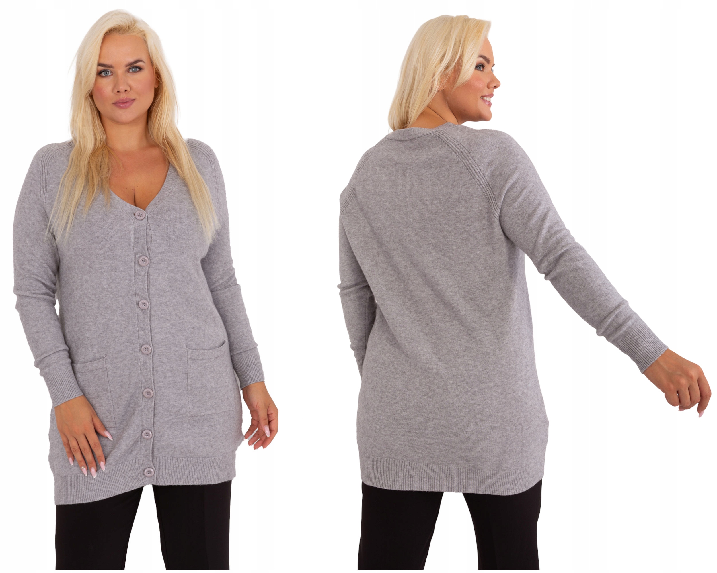 SWETER PLUS SIZE KARDIGAN DAMSKI ROZPINANY