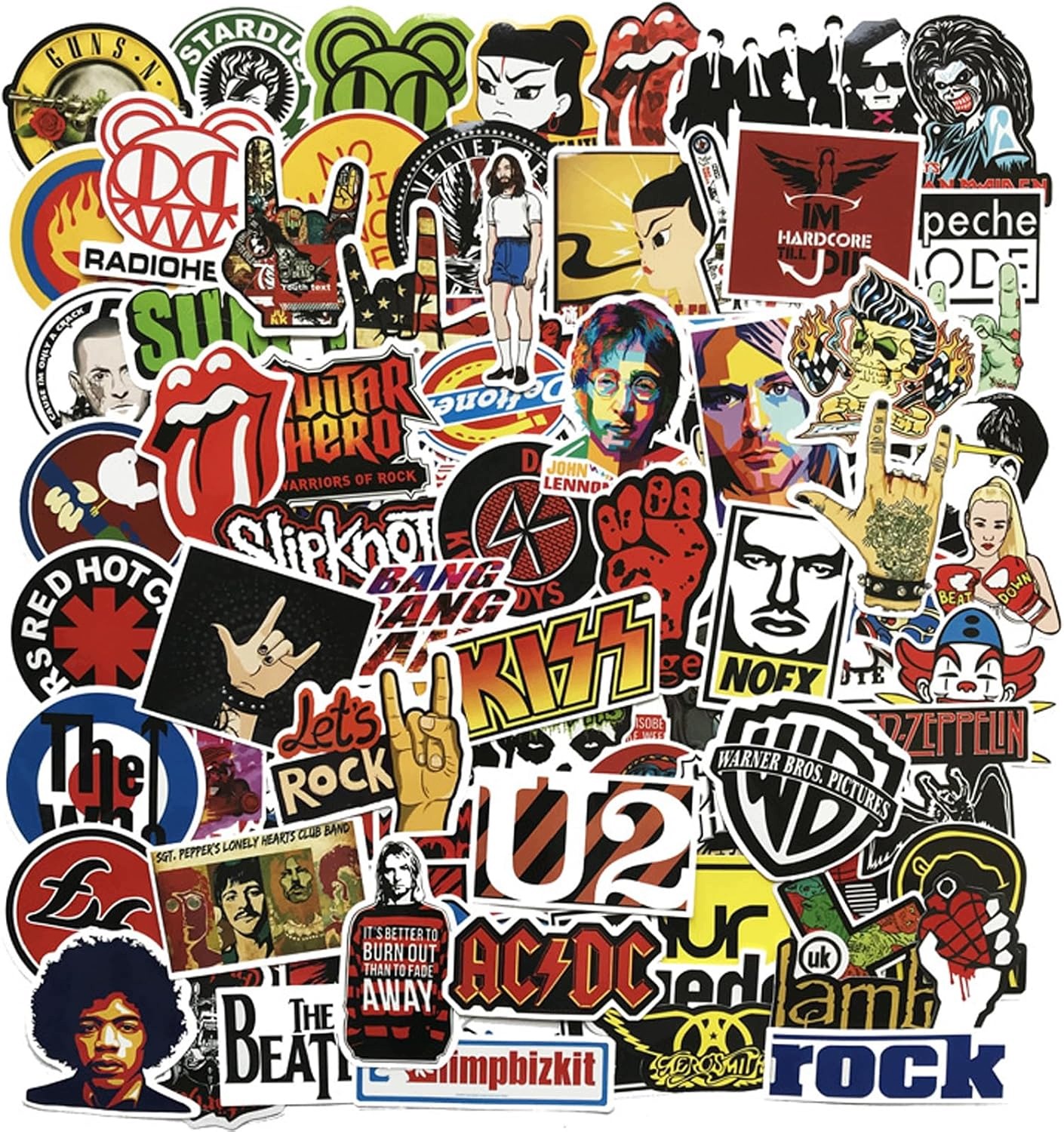 50 Sztuk Naklejki Wlepki Sticker Muzyka Rock MIX Wzorów