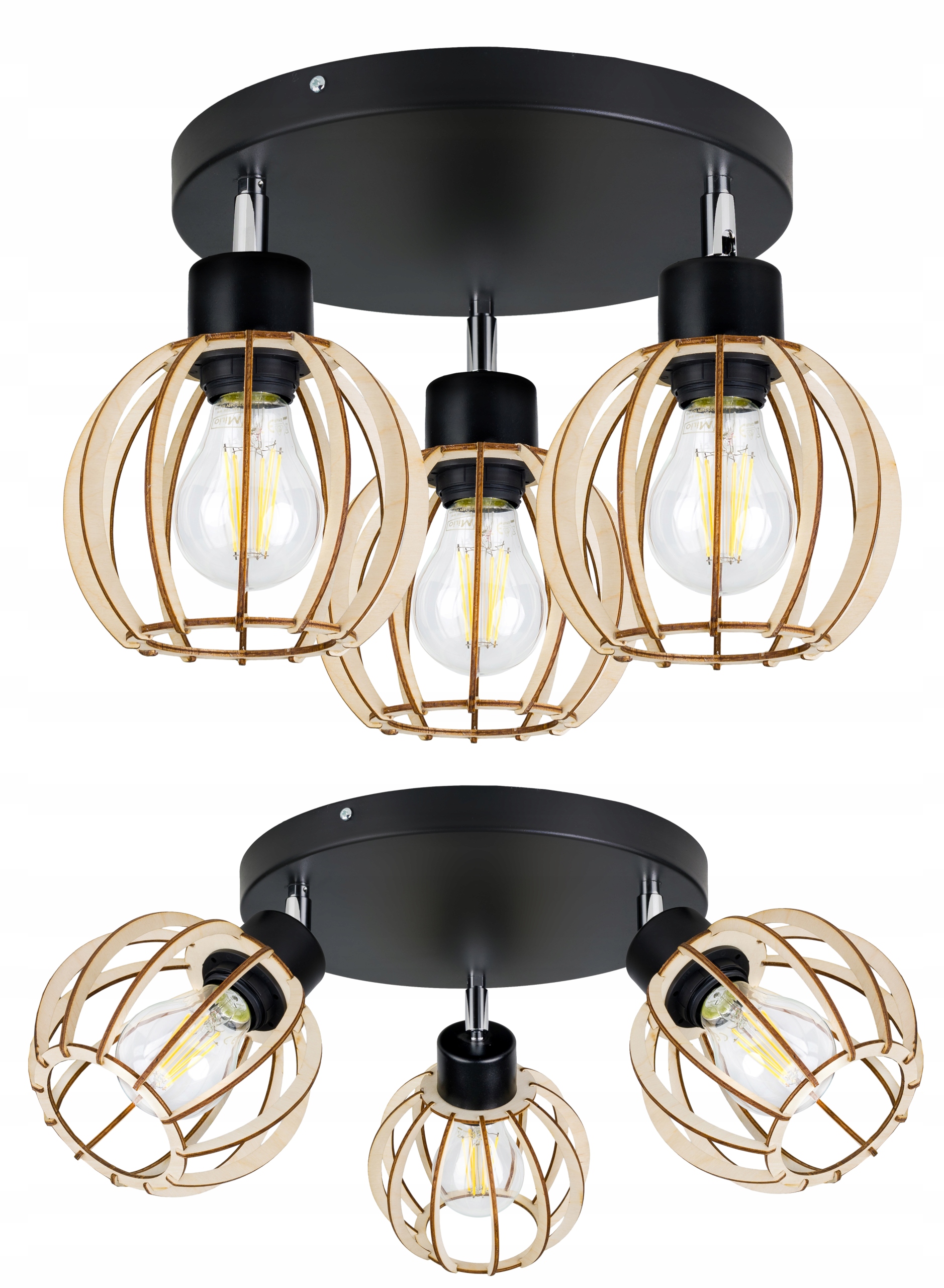 

Lampa Wisząca Sufitowa Żyrandol Kula Drewniana