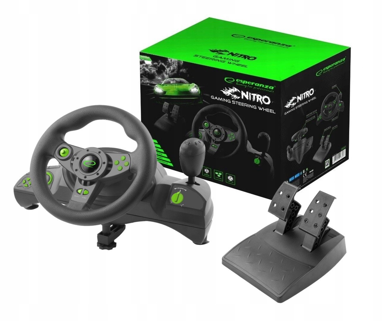 Kierownica z wibracjami PC PS3 biegi + pedały