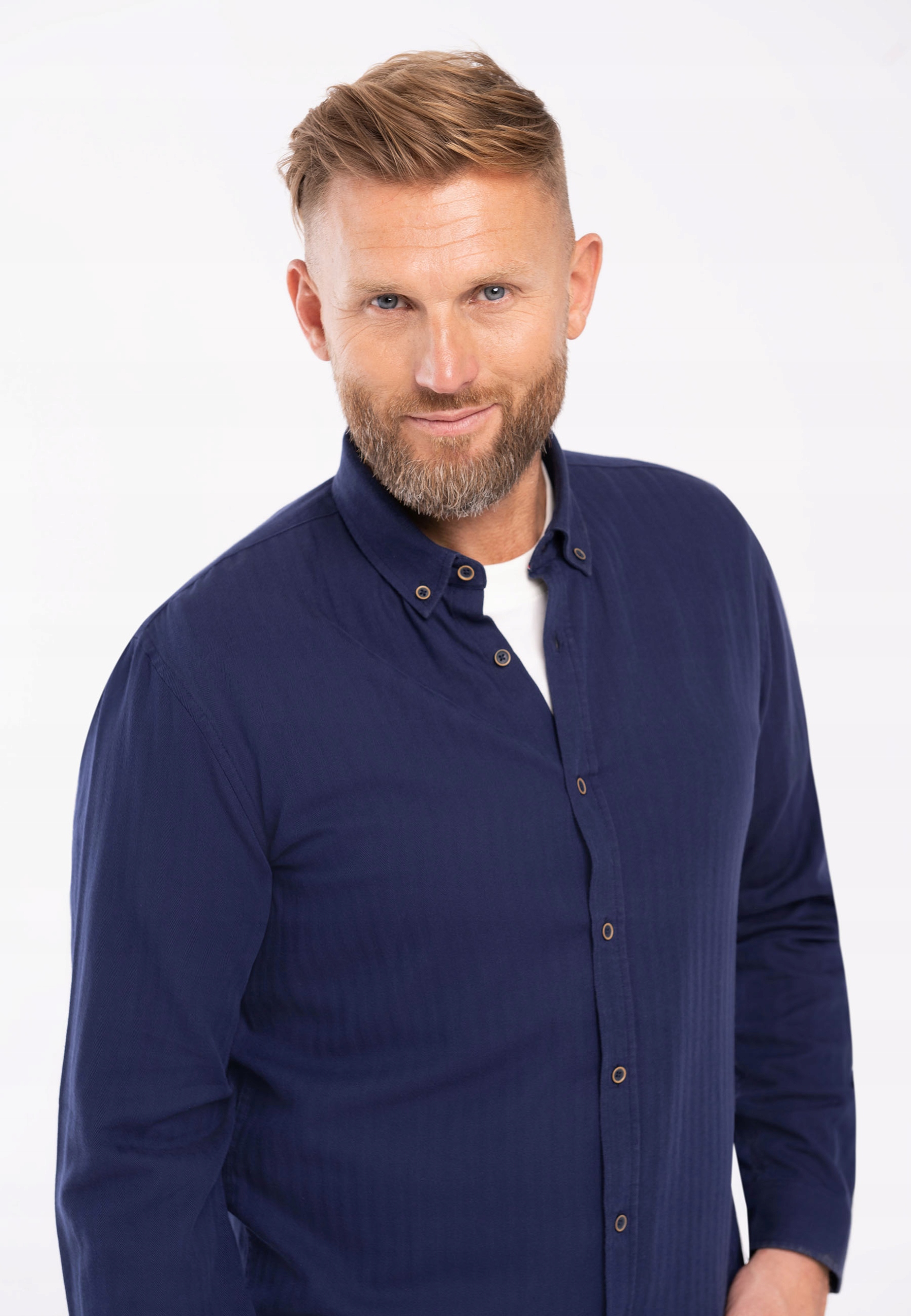 KOSZULA MĘSKA GRANATOWA REGULAR FIT VOLCANO K-MIRAMAR XL Szerokość w ramionach 50.75 cm