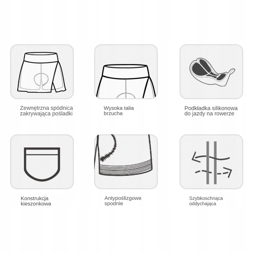 SPÓDNICZKA SPORTOWA DAMSKA SPODENKI ROWEROWE Z WKŁADKĄ ŻELOWĄ ARSUXEO 5D M Marka inna