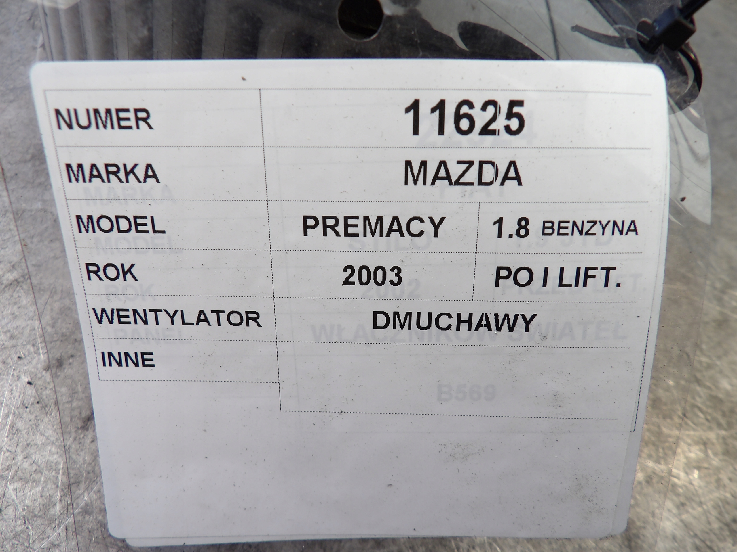 Mazda Premacy VENTOLA di riscaldamento 894000-0232 HB111