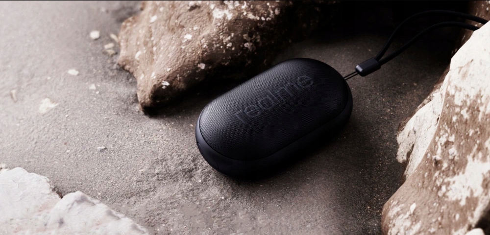 Портативный динамик Realme Pocket Bluetooth, черный, с защитой от брызг, воспроизведение аудиофайлов, управление смартфоном, нет