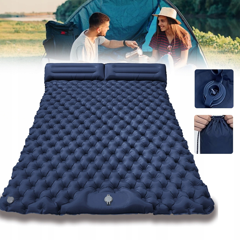 Samonafukovací Karimatka Matrace Dvoulůžková Kempingová Podložka S Polštářem 200*130 CM
