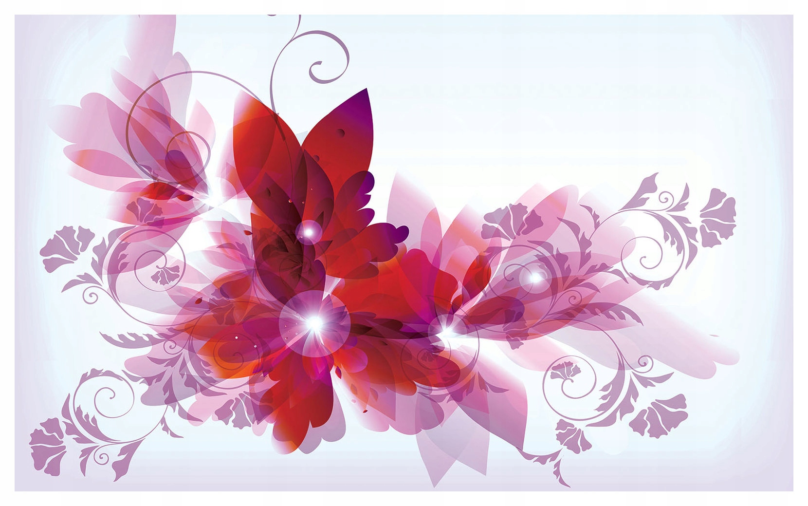 Tapeta Květinová abstrakce 368x254 Růžová fialová bílá červená perspektiva