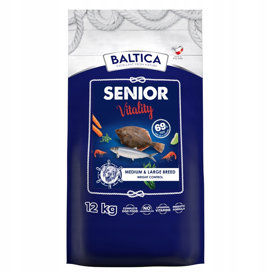 Levně Baltica Senior Vitality Baltické ryby 12 kg Krmivo Seniorský pes
