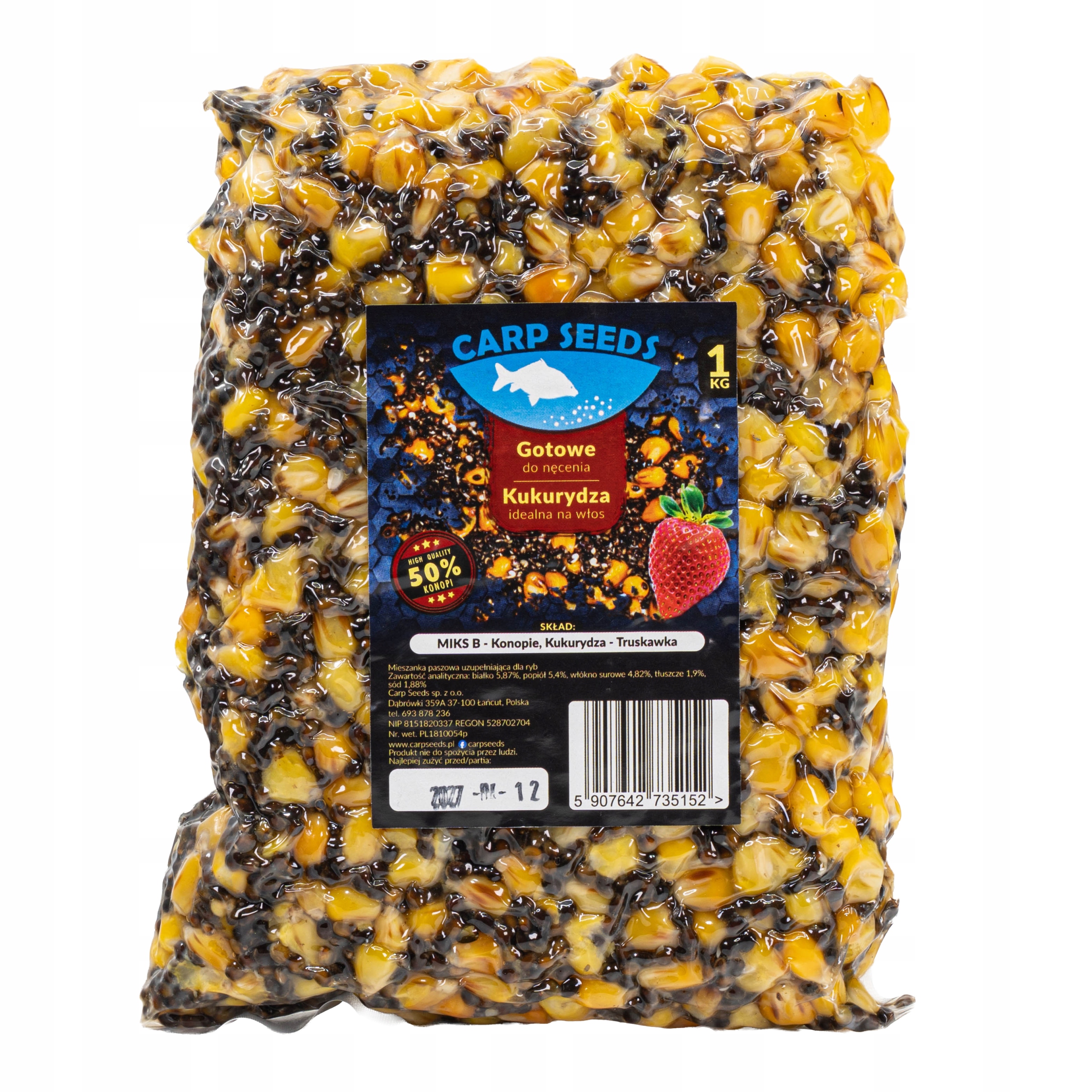 Mix B Ziaren Carp Seeds Konopie Kukurydza Truskawka 1kg