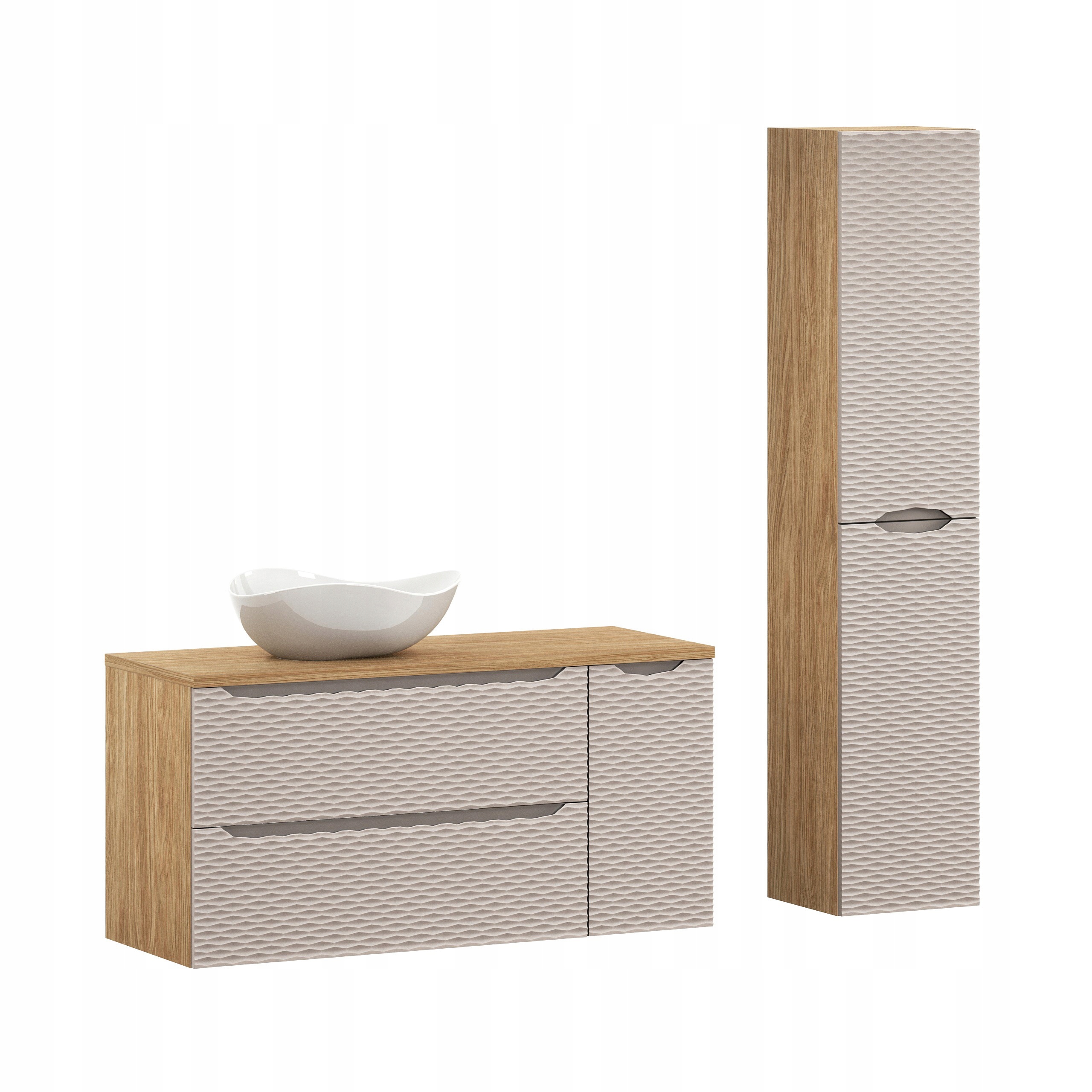 Nábytková sada 120 cm s deskou, umyvadlem Cloud a vysokou skříňkou