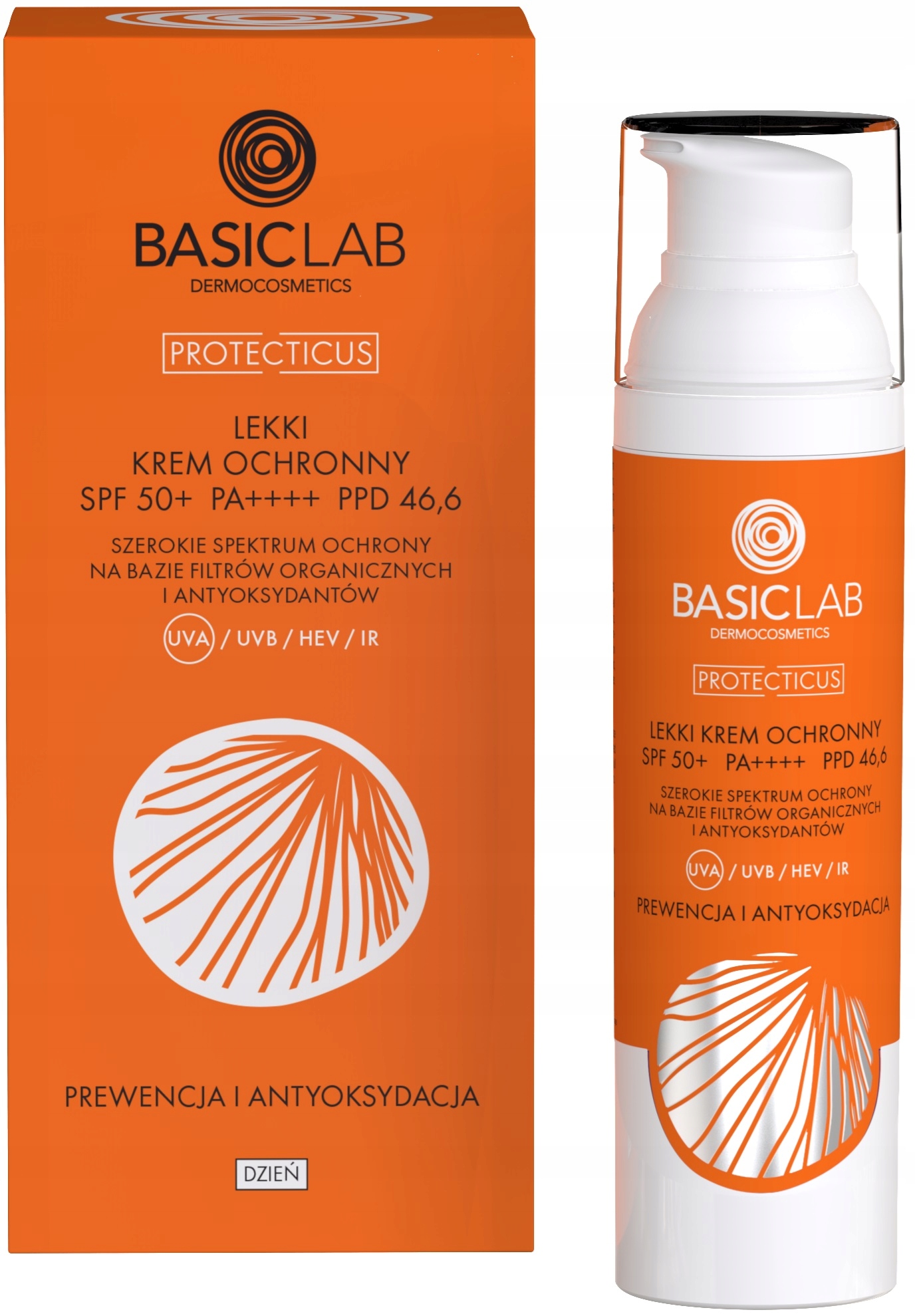 BasicLab Lekki Krem z filtrem SPF50+ do opalania, Przeciwsłoneczny 75 ml