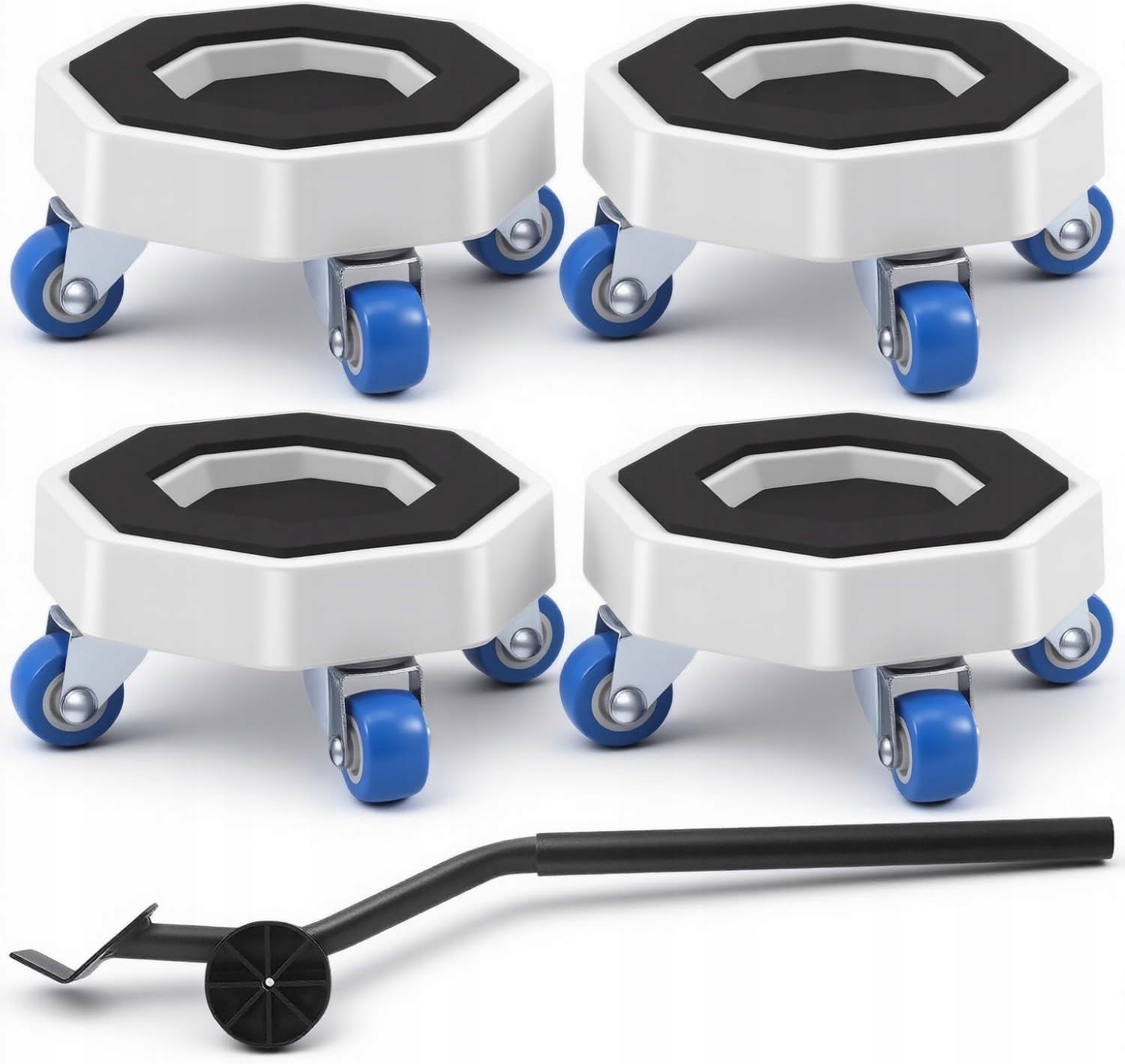 Set Rolky x4 Pro Přepravu Posuvníku Nábytku Brzdy 500KG Dlouhá Rukojeť