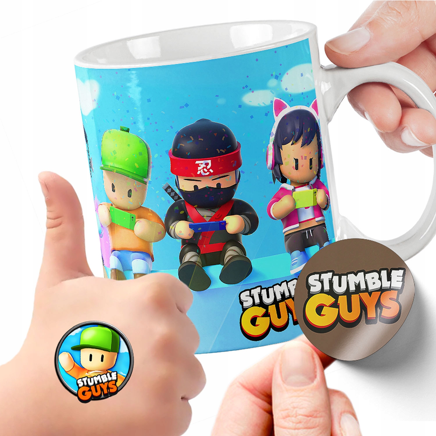 

Zestaw Kubek Tatuaże Naklejki Stumble Guys Jakość