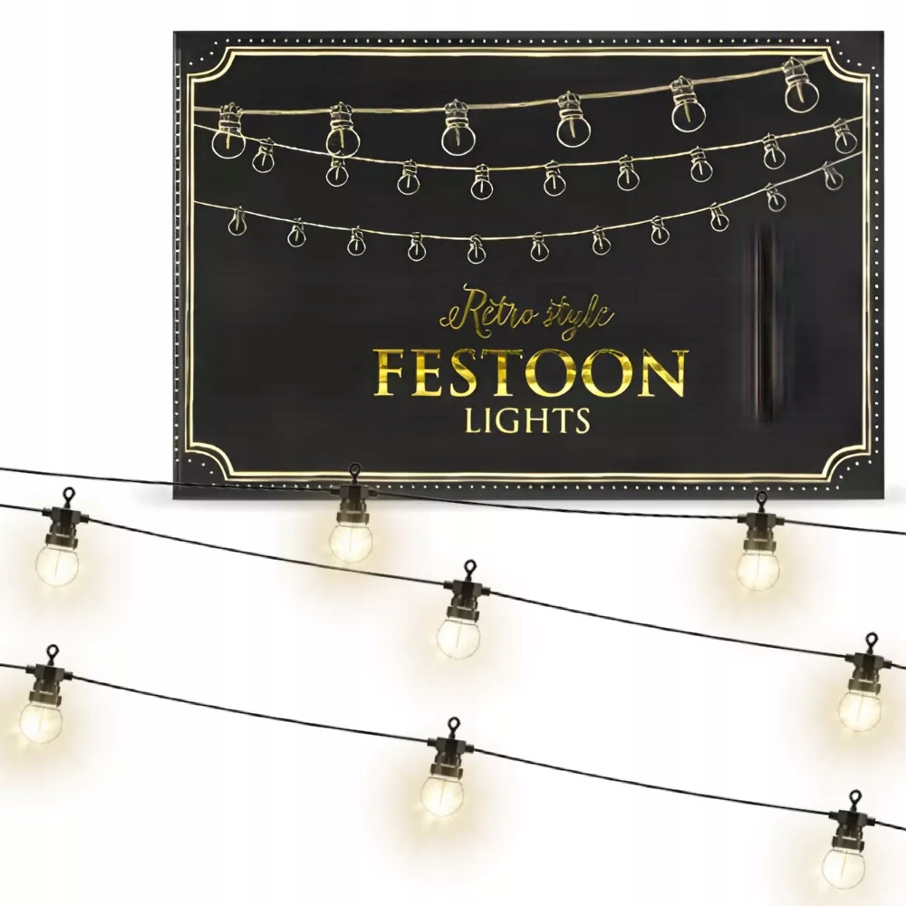 Dekorativní světelná Girlanda Led Žárovky teplá bílá Retro 5 m