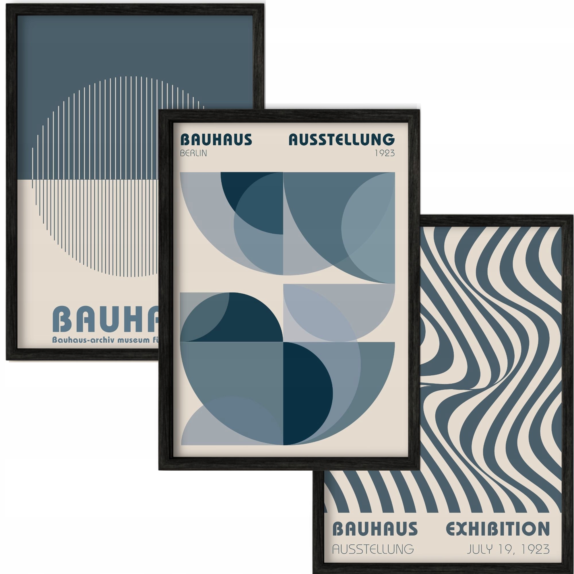 3 x Plakat Foto Obraz 50x70 Zestaw Geometrtczny Plakaty Bauhaus 70x50