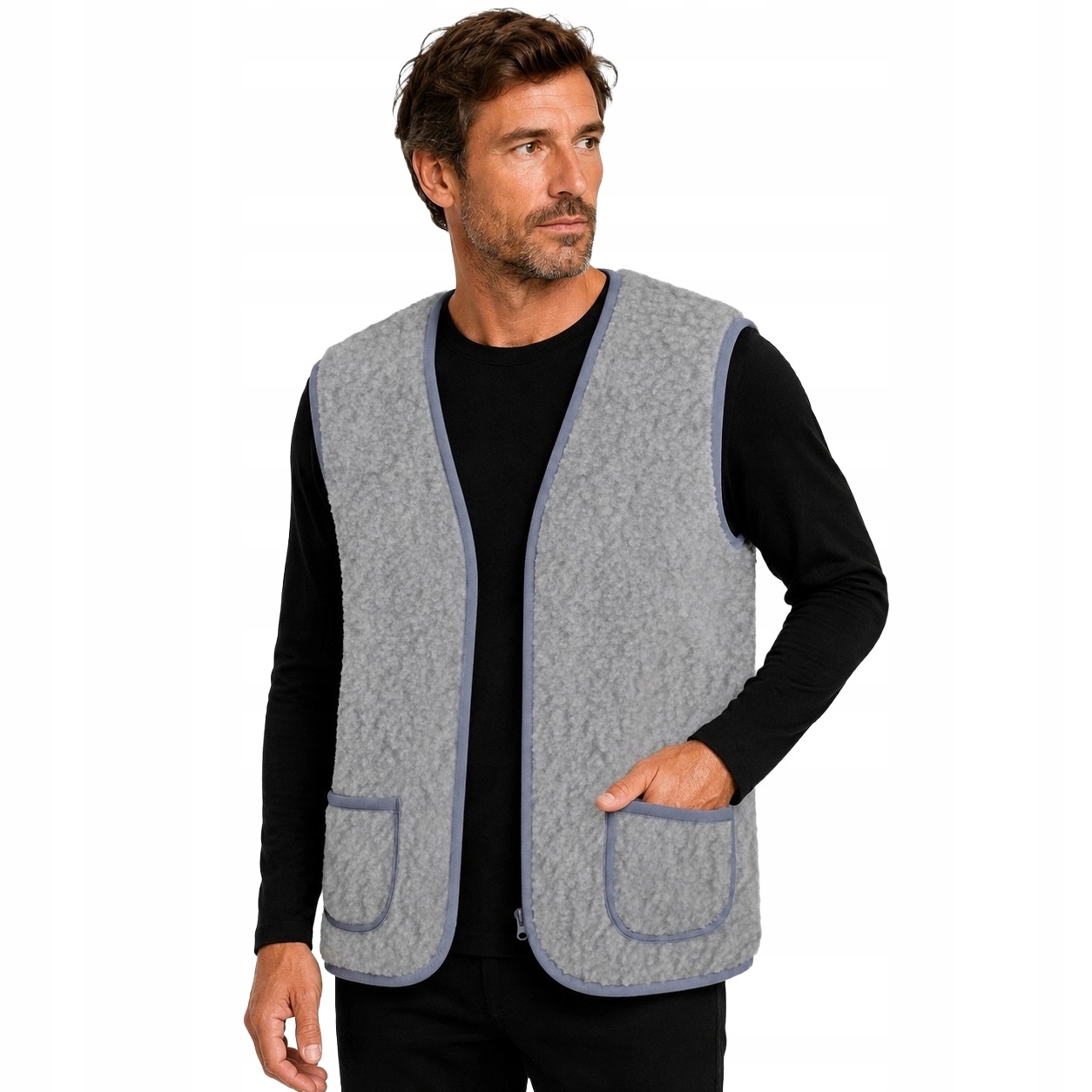 Pánská vlněná vesta Merino 100% teplá, velikost 2XL