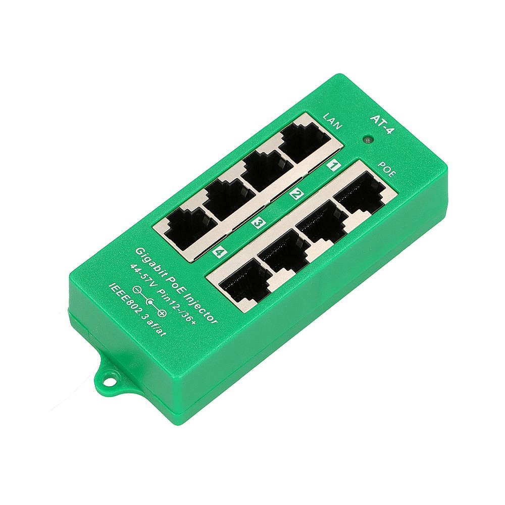 Extralink 4 Portowy Gigabit PoE Injector Aktywny, 4 porty Gigabit 802. af,