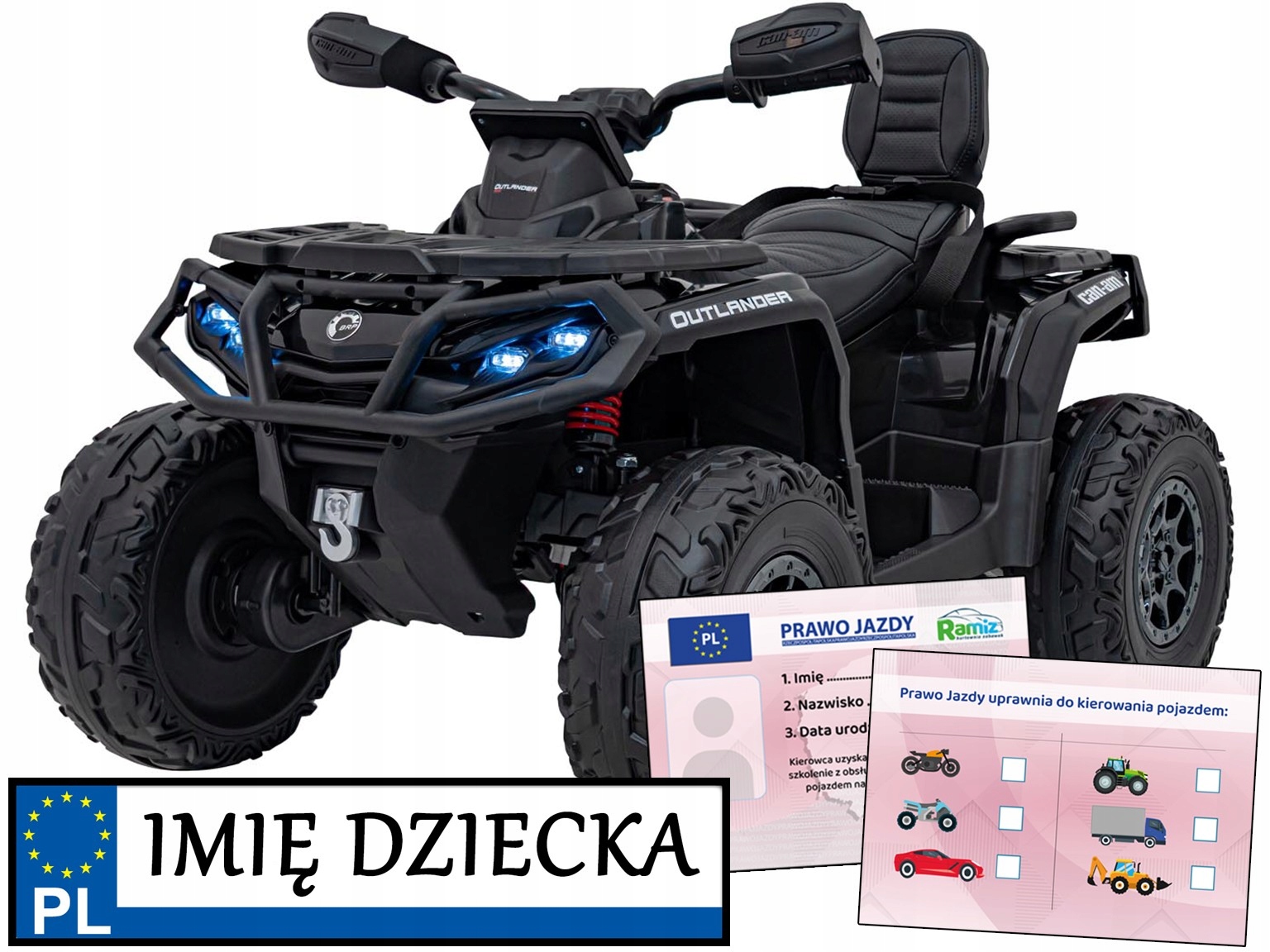 quad elektryczny Can Am Outlander Atv 4 mocne silniki Eva Led Amort.