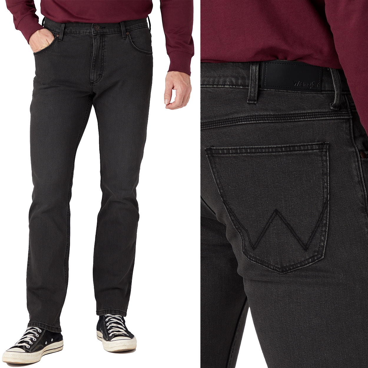 Wrangler Regular Red Kabel Authentic Grey Klasický Šedý Džín W31 L32