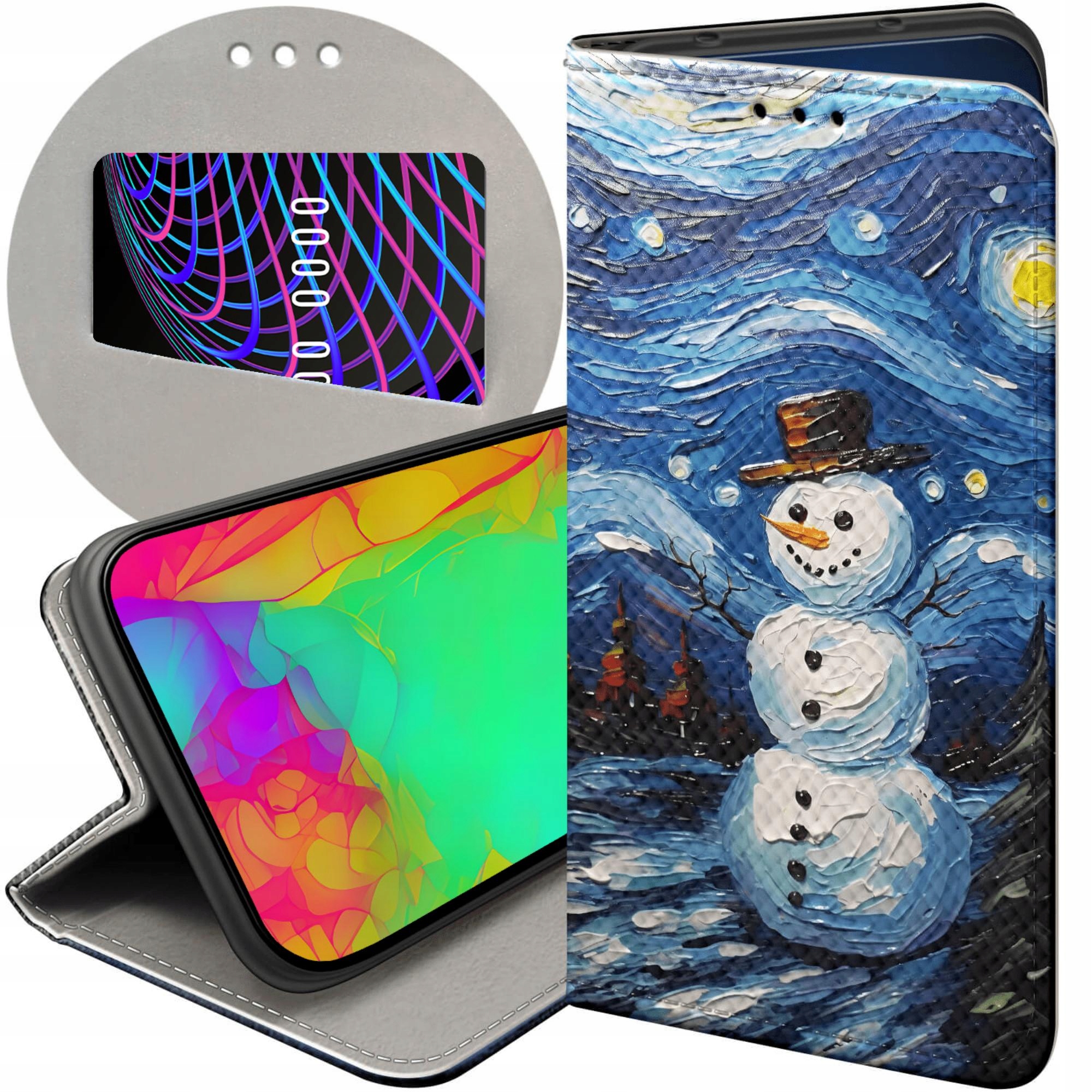 Etui Z Klapką Do Oppo RENO12 5G Bałwan Zima Śnieg Futerał Pokrowiec