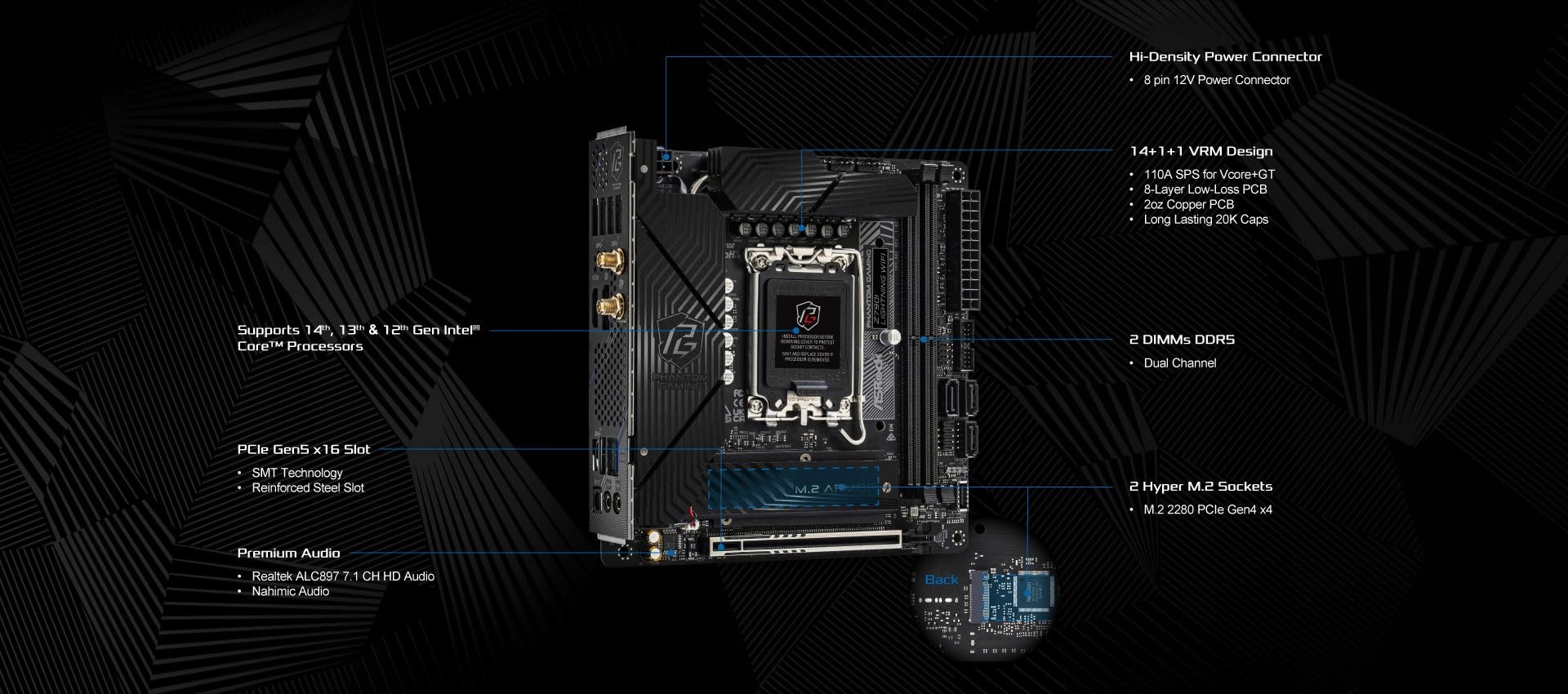 ASRock Z790I Lightning WiFi Płyta Główna Intel DDR5 mini-ITX — miniatura 4