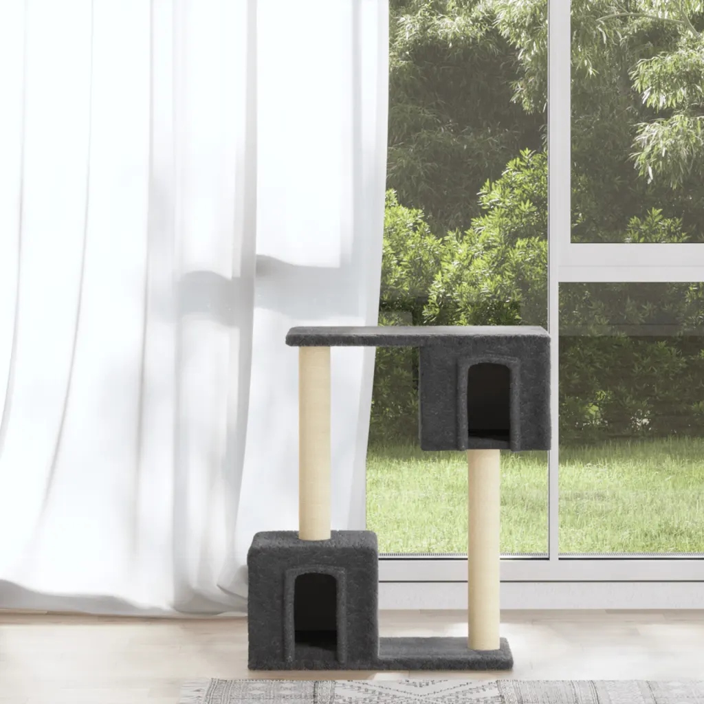 Levně Škrabadlo pro kočky se sisalovými sloupky tmavě šedé 60 cm