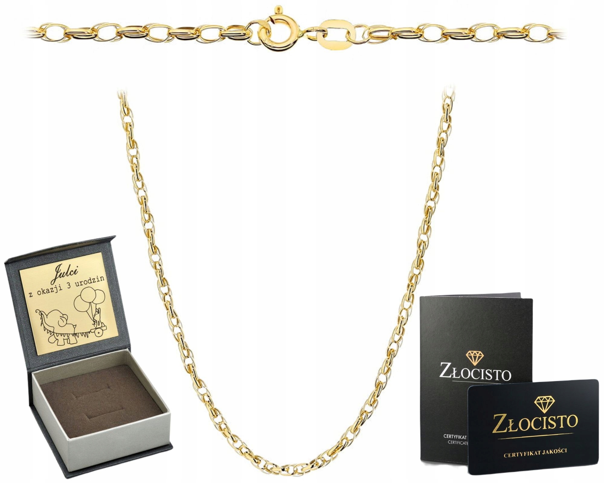 Zlatý Náhrdelník Vazba Rolo 40 CM Jako Dárek Gravírování