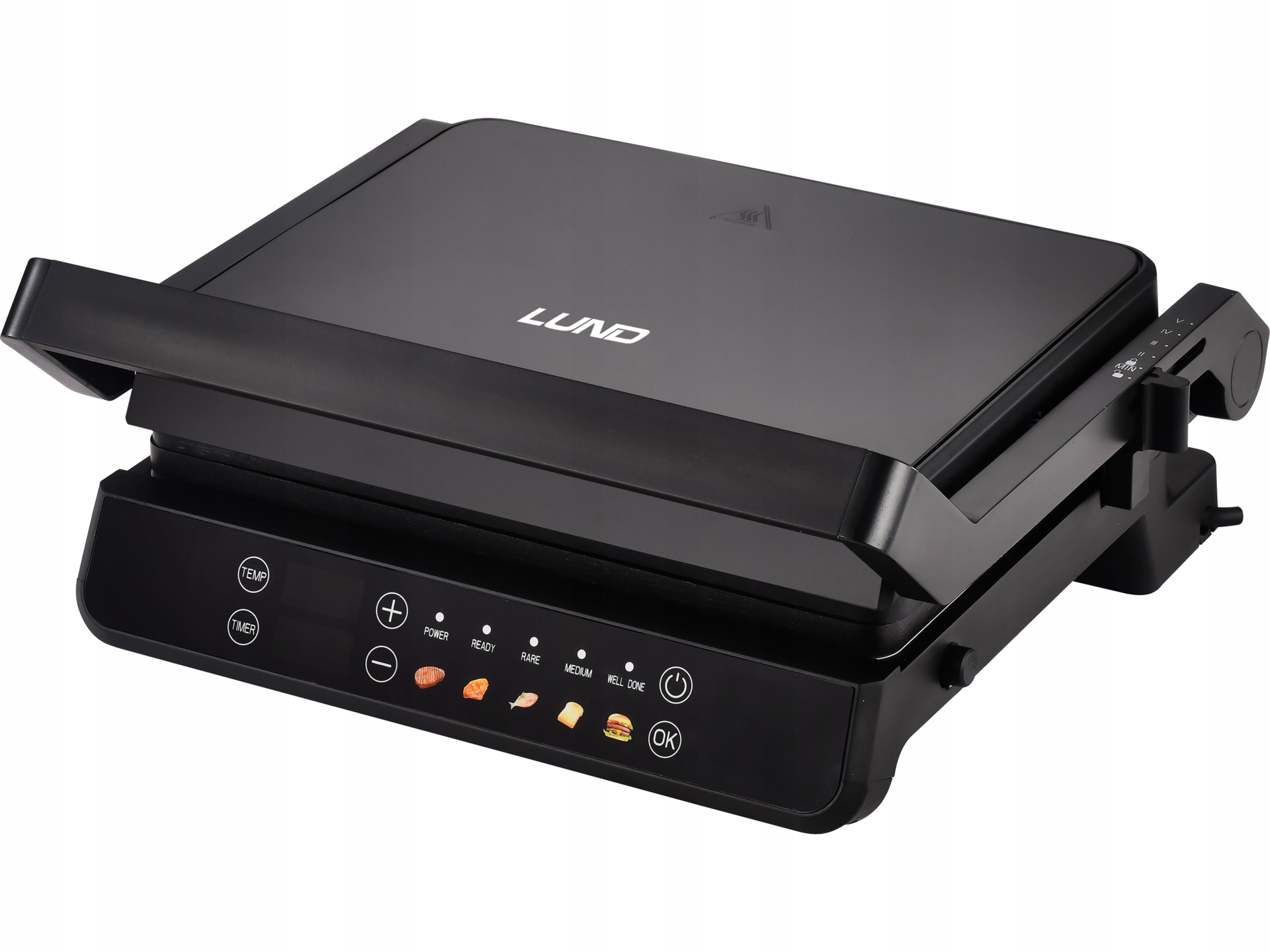 ЕЛЕКТРИЧНИЙ ГРИЛЬ 2000 Вт СКЛАДАНИЙ НАБІР ДЛЯ СЕНДВІЧІВ СВІТЛОДІОДНА ПАНЕЛЬ З ЧАСОВИМ КОНТРОЛЕРОМ LUND Бренд Lund