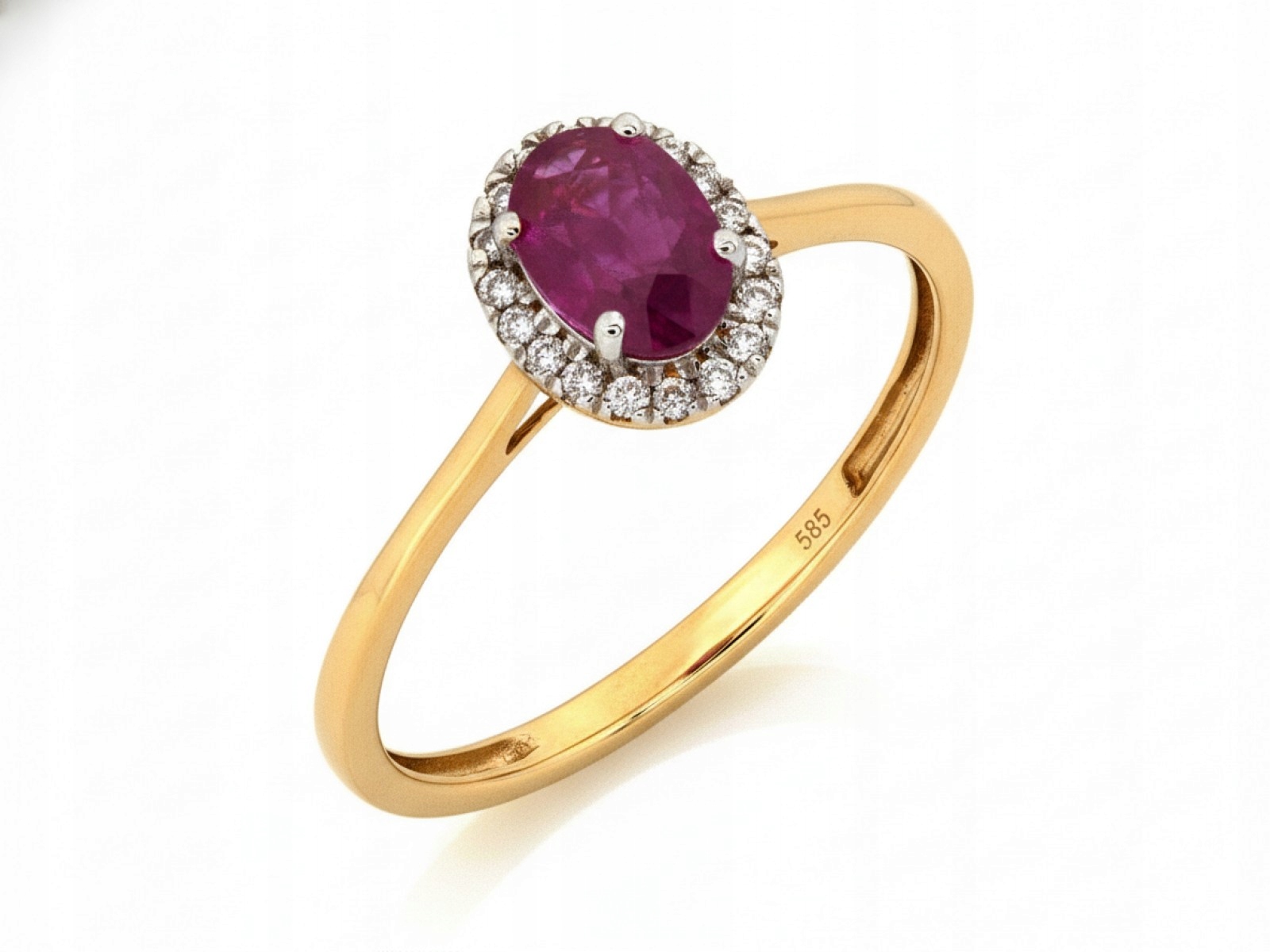 Prstýnek 585 s rubínem a brilianty 0,07 ct r12 pro ni