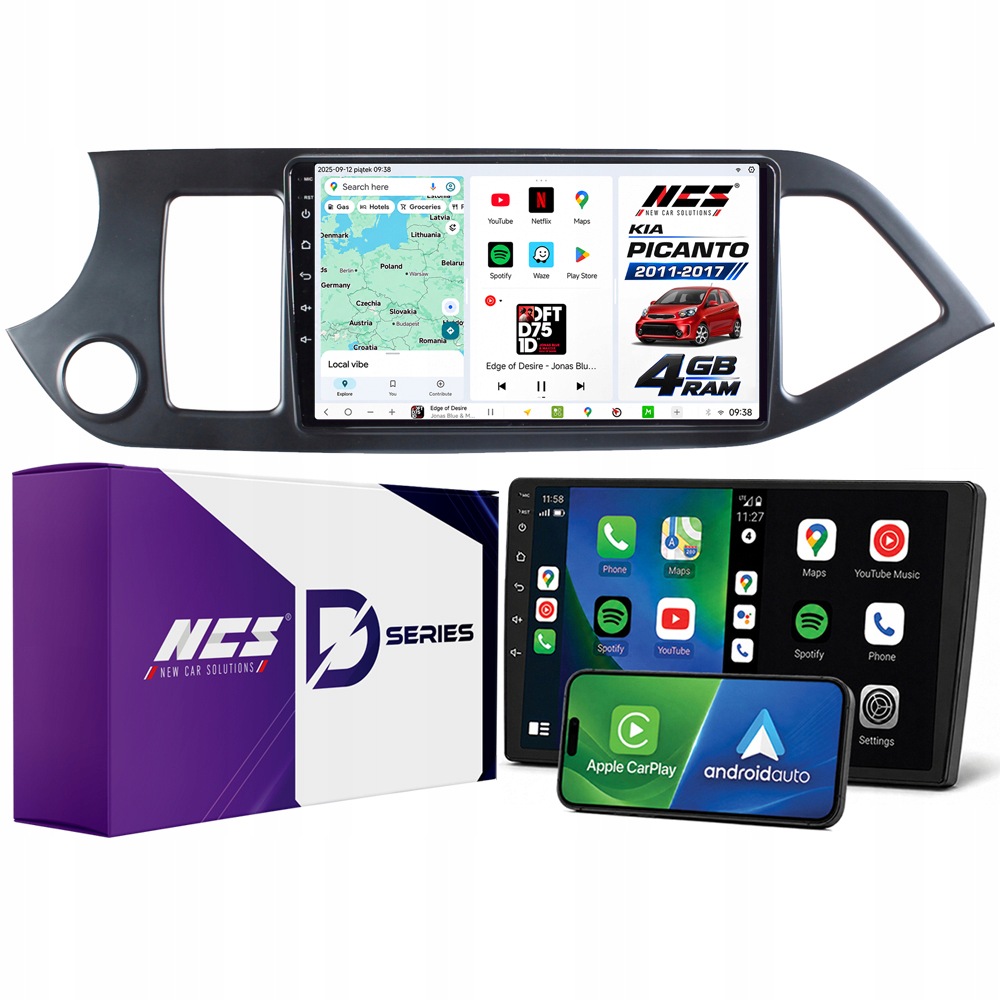 Autorádio Ncs D9 Kia Picanto 2011-2017 Android Navigace 4GB Lte
