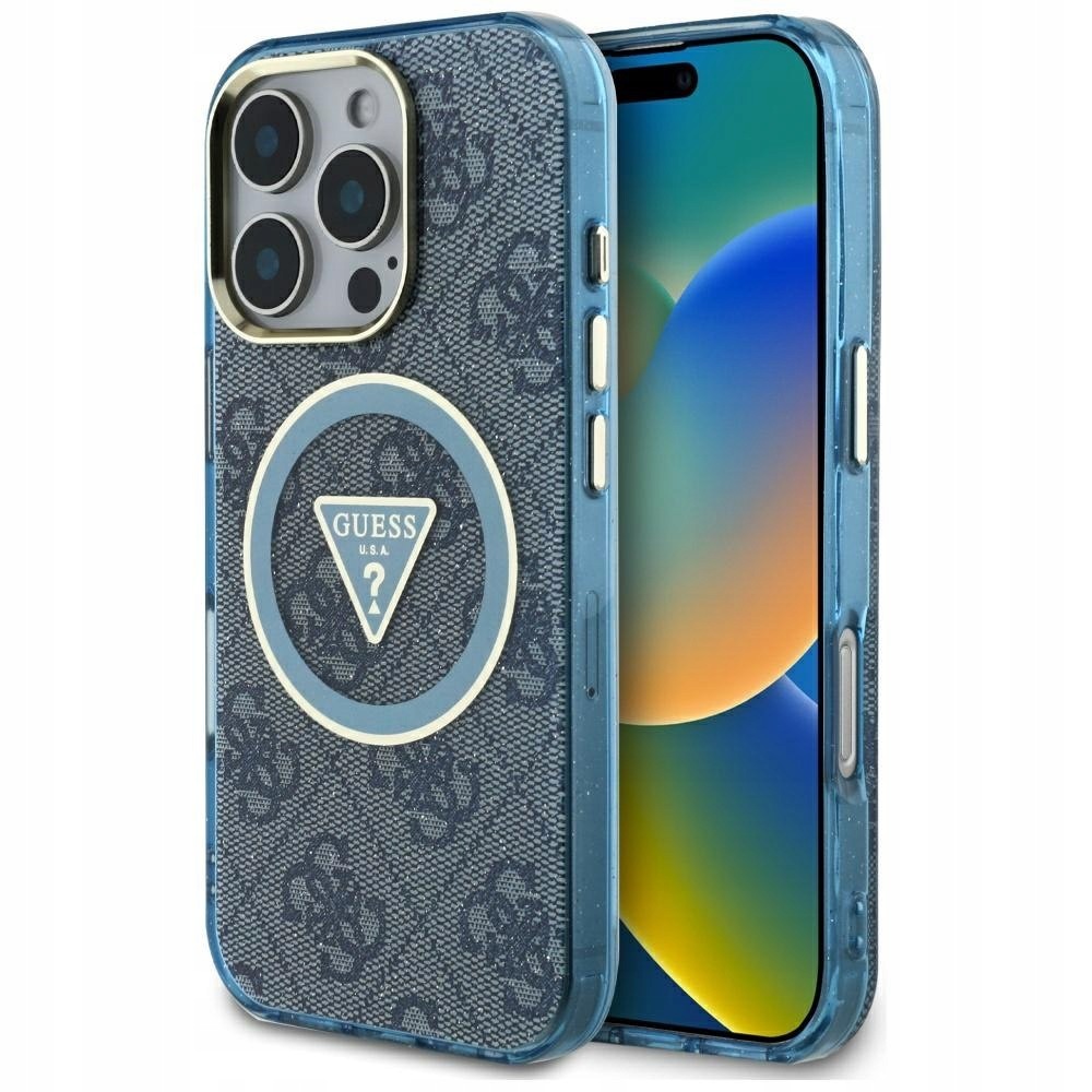 Etui Guess IML Metal Glitter 4G Circle Triangle MagSafe do iPhone 16 Pro Ma