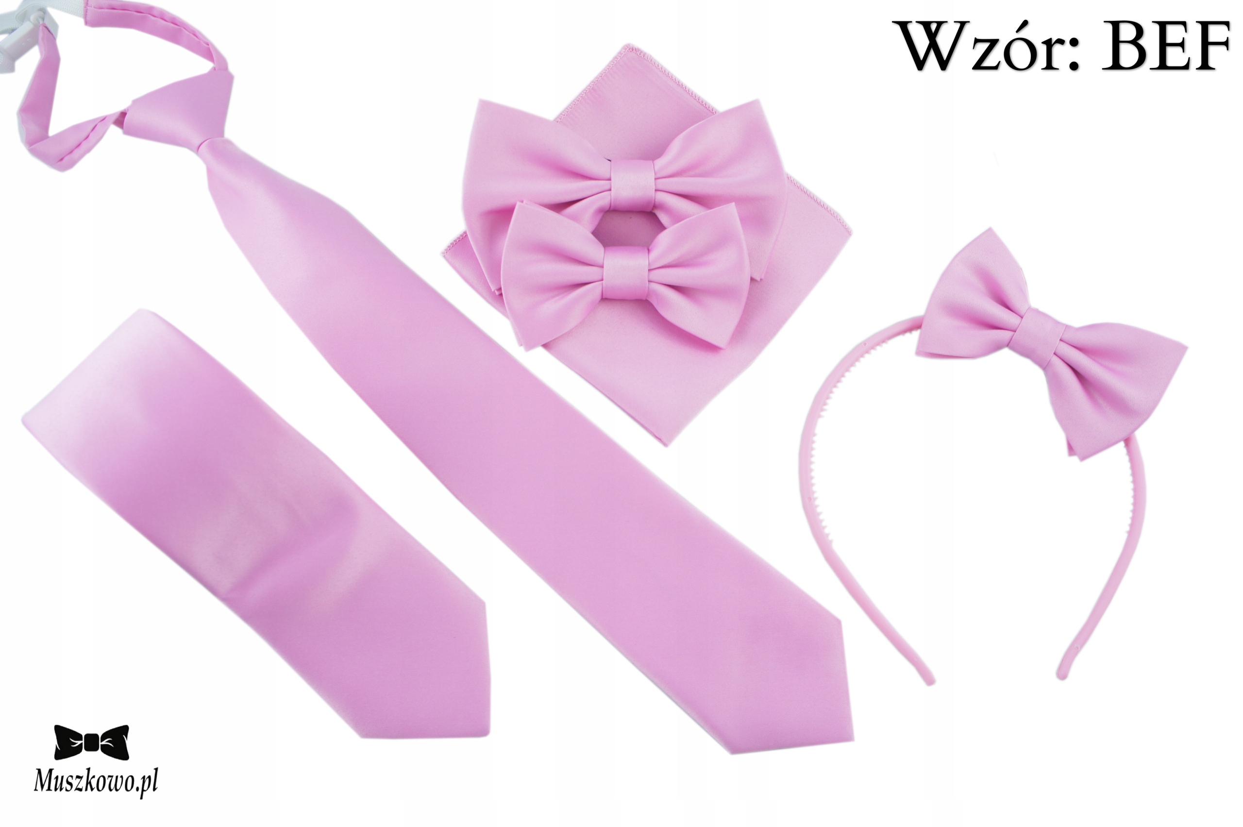 Różowy Krawat gładki ELEGANCKI dla NASTOLATKA ok 8-15lat Kolor różowy