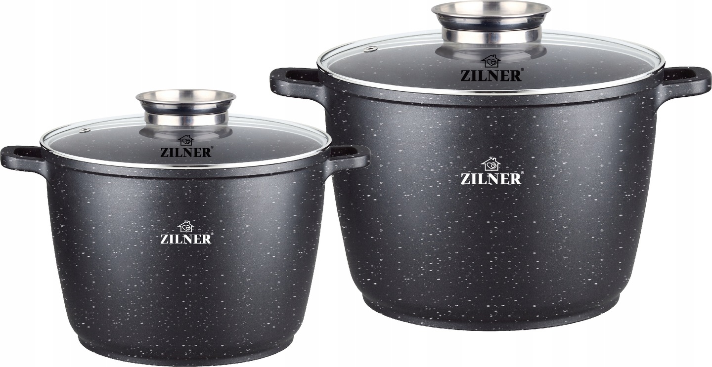 Komplet Hrnců S Mramorovým Povrchem Velký S Poklicí 10 L Hrnec Indukce 6,2 L