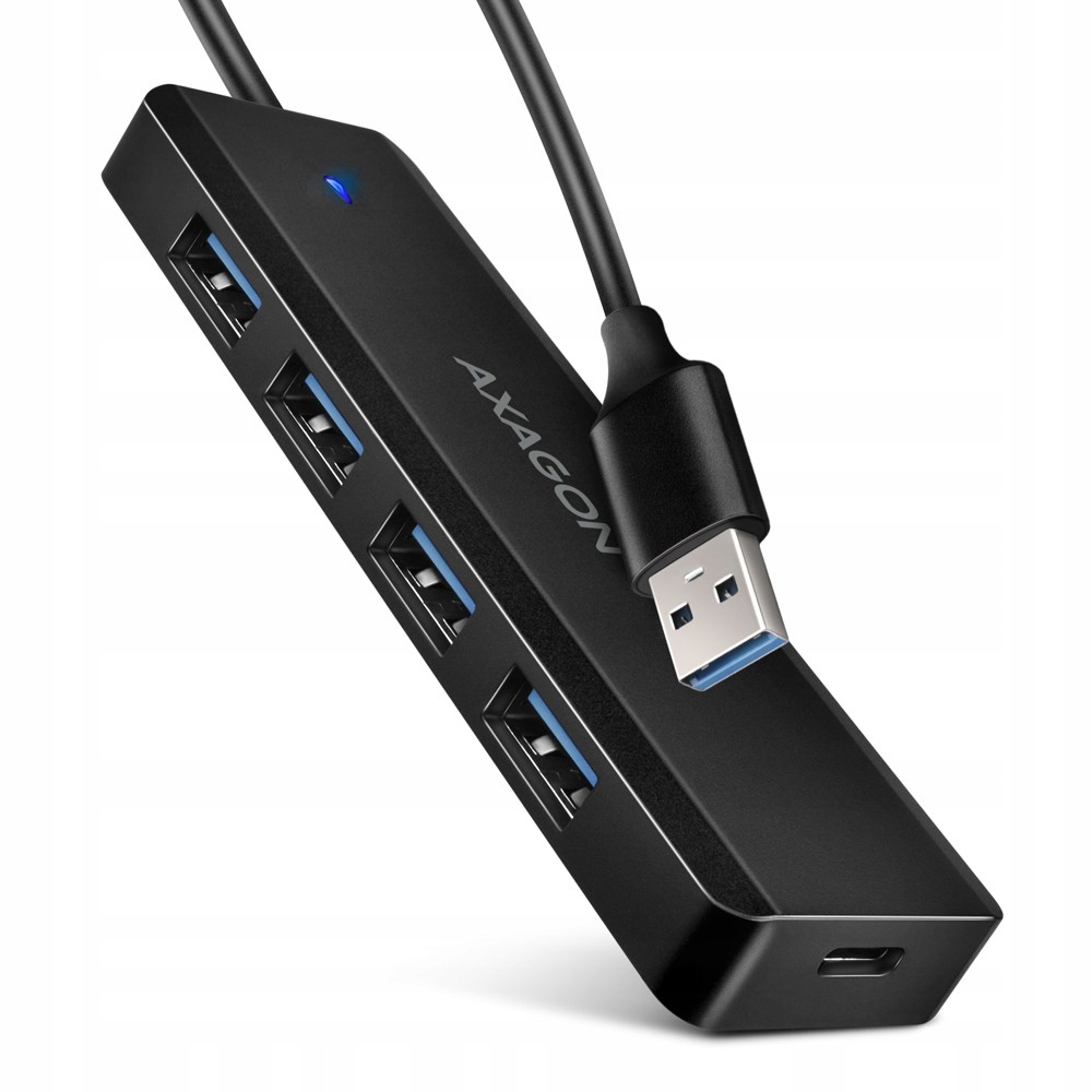 Hub Usb Axagon HUE-C1A 4-portowy zasilany Usb-c, szybki transfer 5 Gb/s