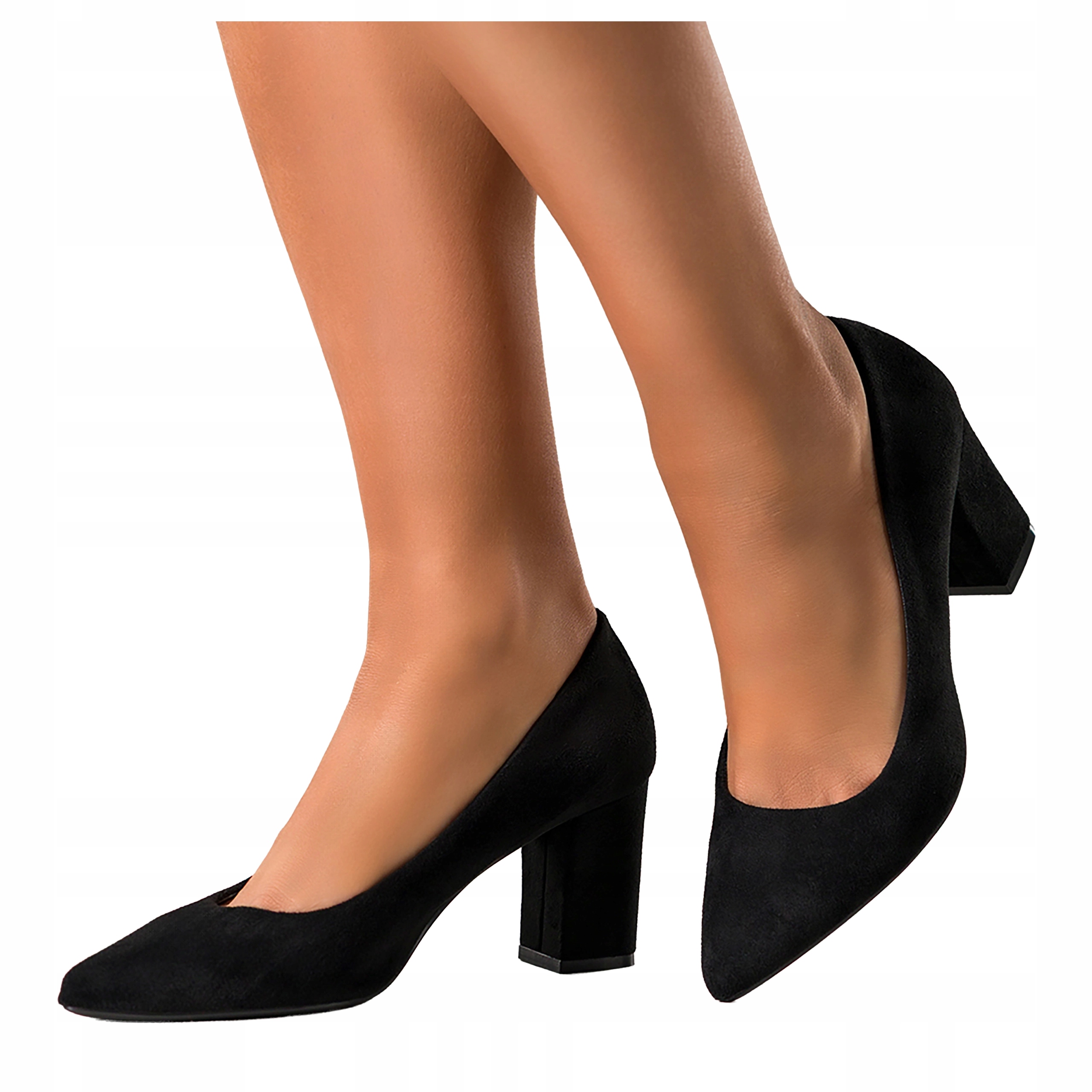 Černé Lodičky Dámské Na Podpatku Kožená Semišová vložka Pohodlné r 37