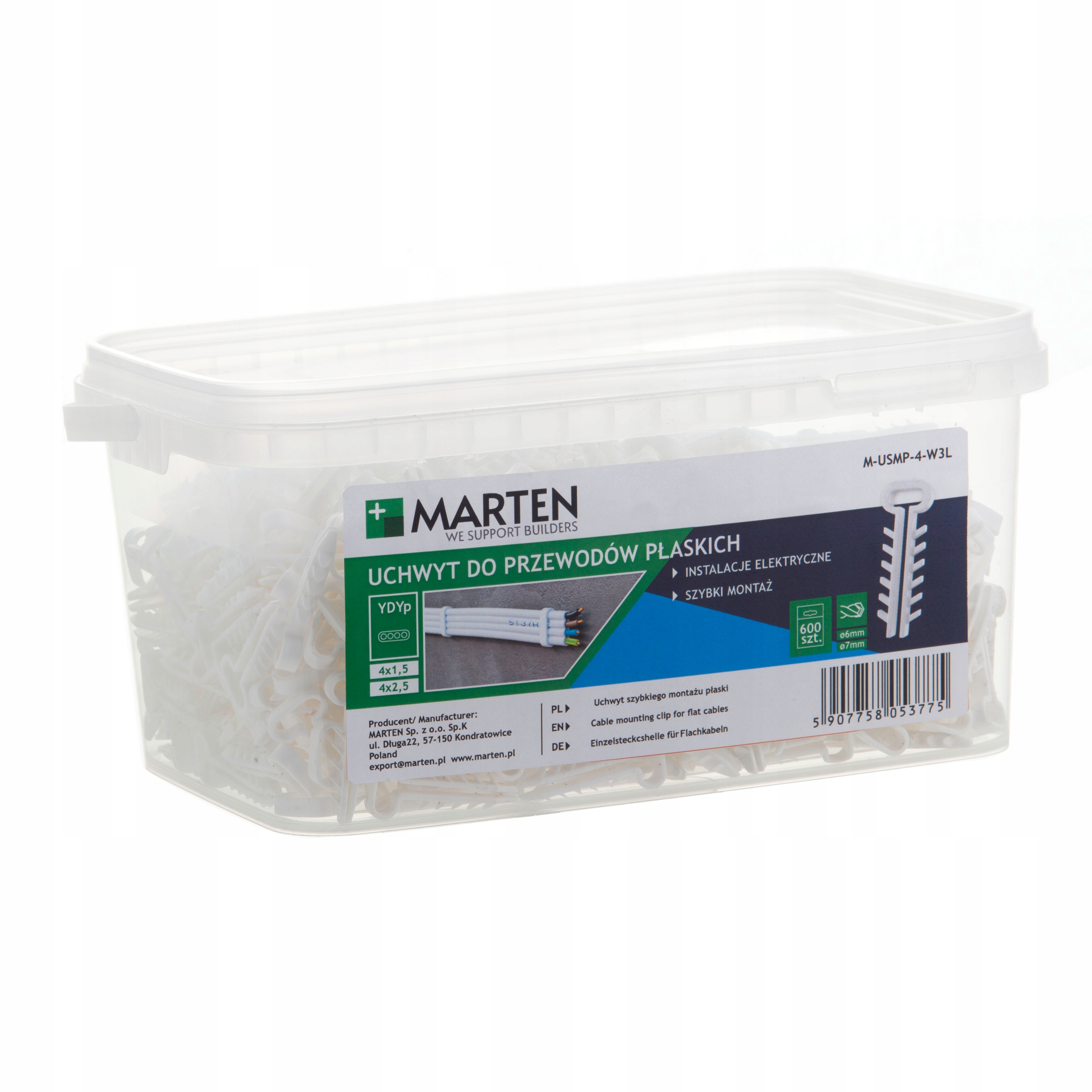 

Wiaderko pudełko uchwyt szybki montaż usp4 600szt.