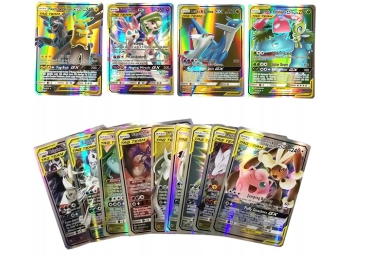 KARTY POKEMON LEGENDARNE GX EX 2w1 ZESTAW 100szt+OPASKA POKEMON GRATIS Nazwa KARTY_POKEMON_EX-GX-100pcs