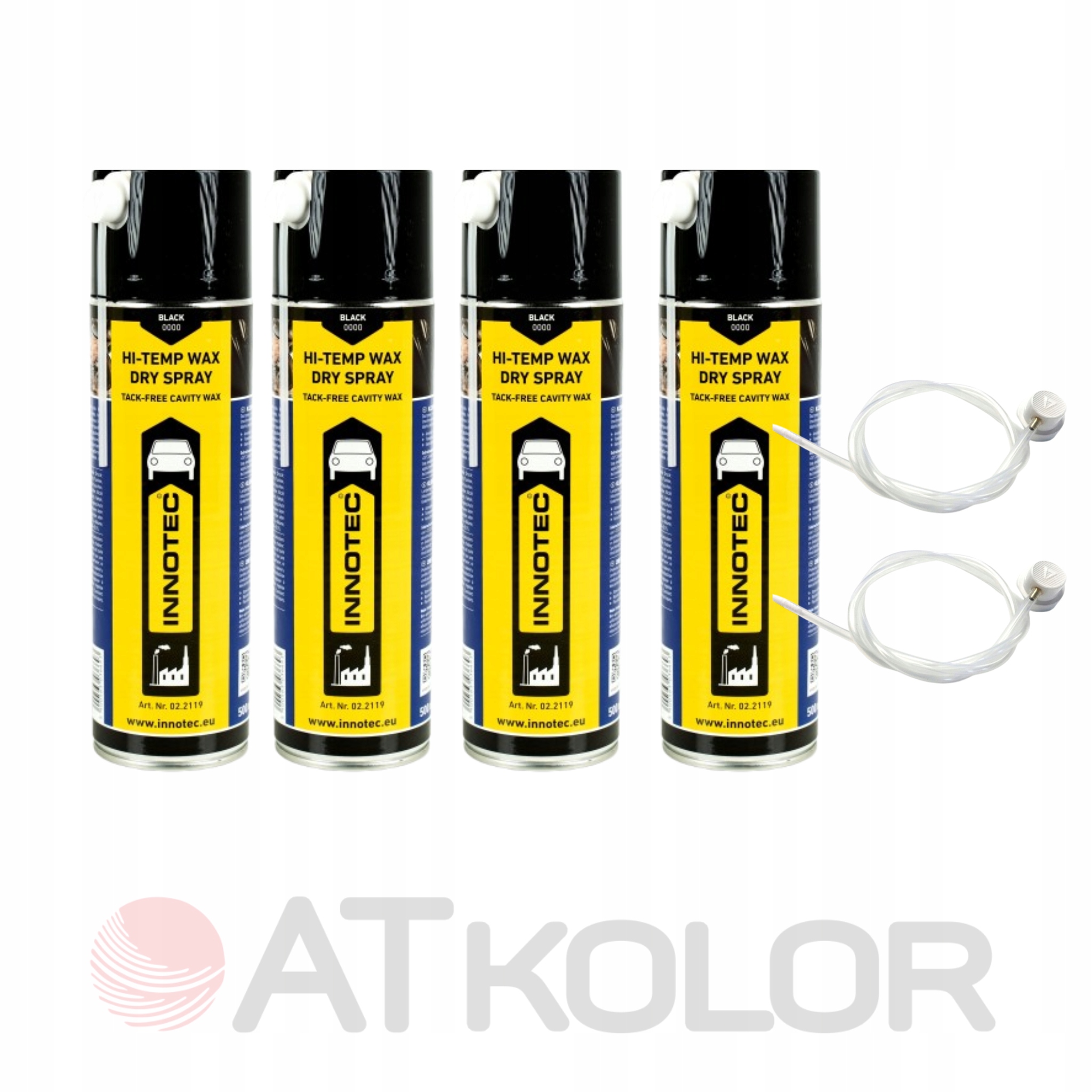 4x Čierny suchý vosk na údržbu podvozku Innotec Hi-Temp Wax Dry Spray