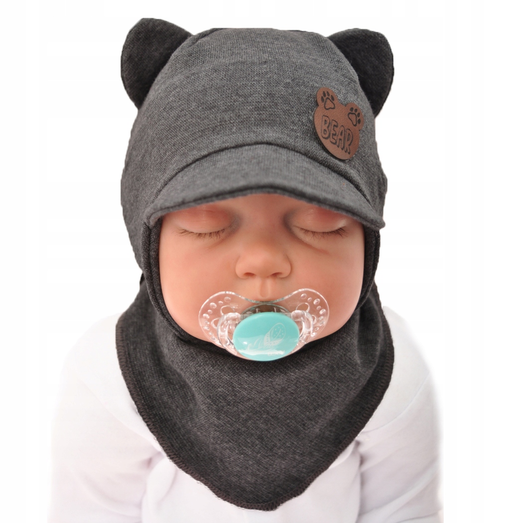 

Szary melanż Komplet czapka apaszka r.46-48 Staś