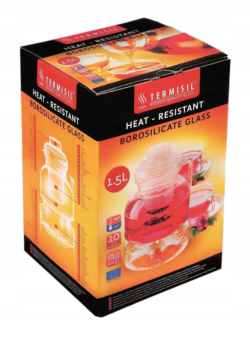 DZBANEK BEROX Z PODGRZEWACZEM I ZAPARZACZEM 1,5 L Materiał szkło