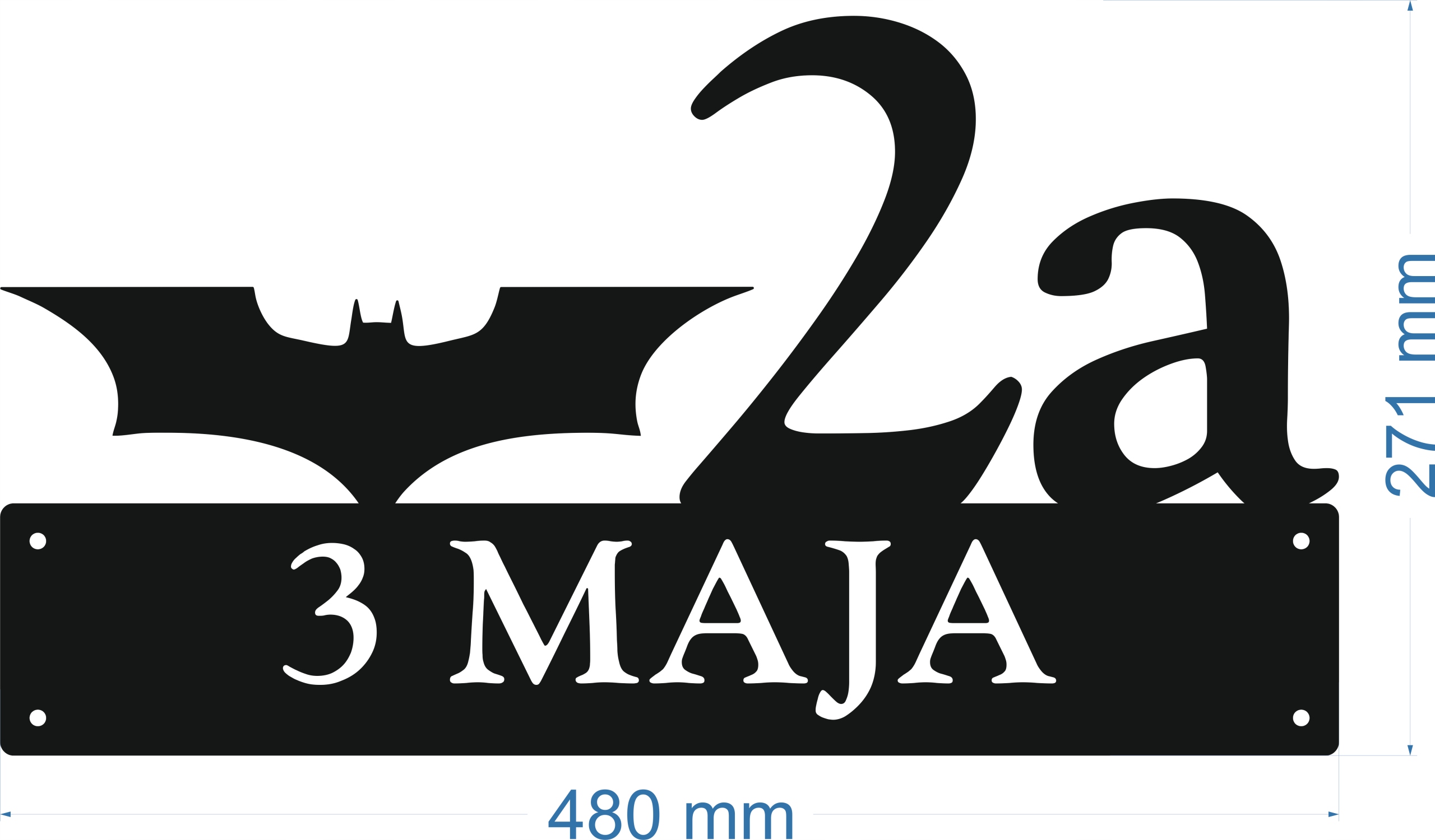 Číslo Na Dom 60 cm Tabuľa Adresa Ocel 2 mm Grafika 114