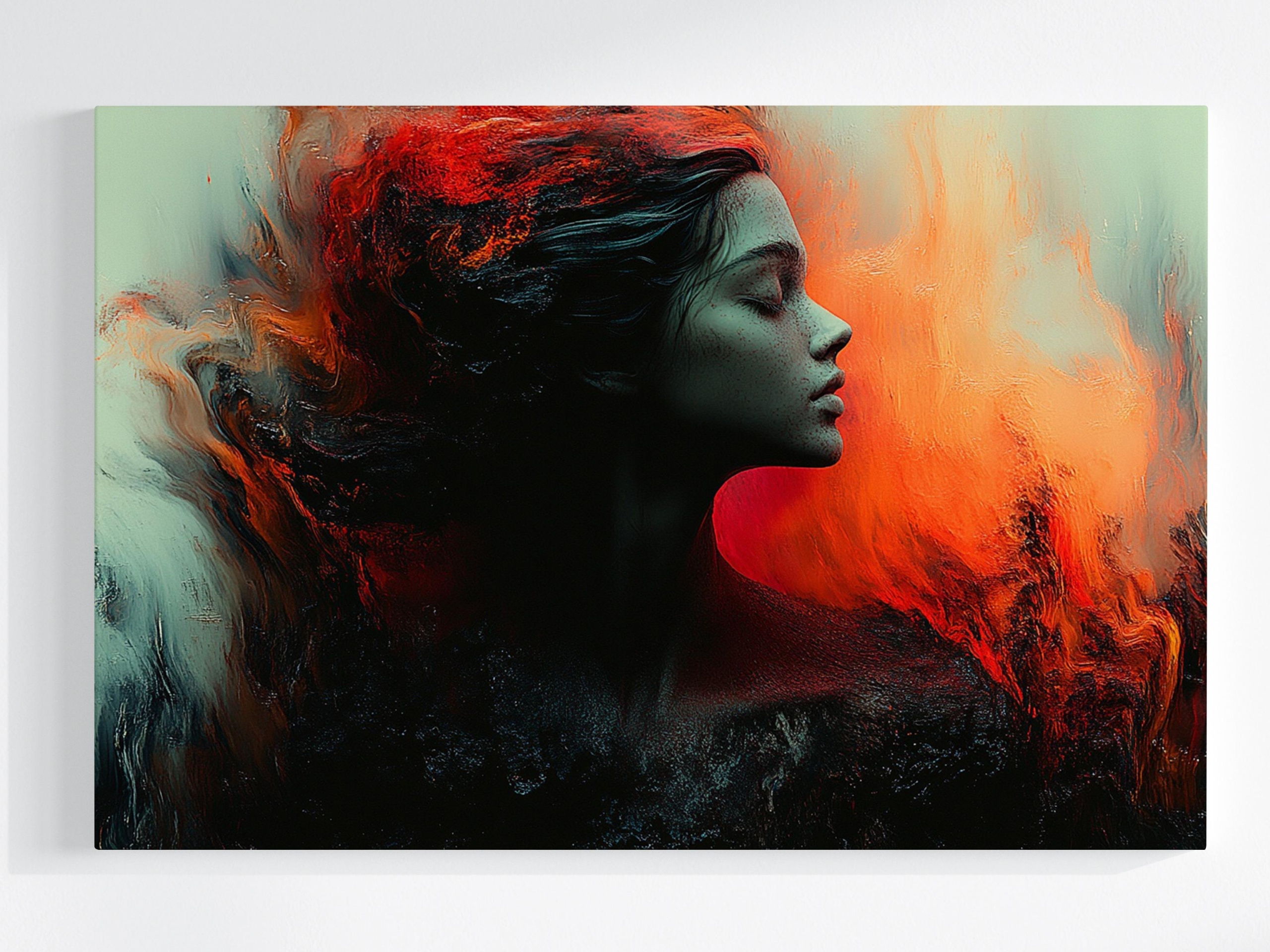 Obraz Na Plátně Canvas Žena Oheň Požár Plameny Dark Art 120x80