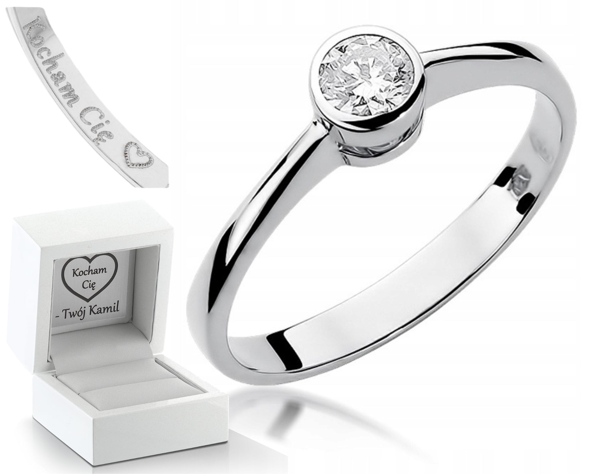 Prstýnek Briliant 0,25 Ct Bílé Zlato 585 Gravírování