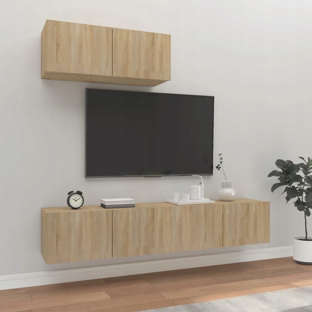 3dílný set Tv skříněk dub sonoma kompozitní dřevo Hnědá 3114472