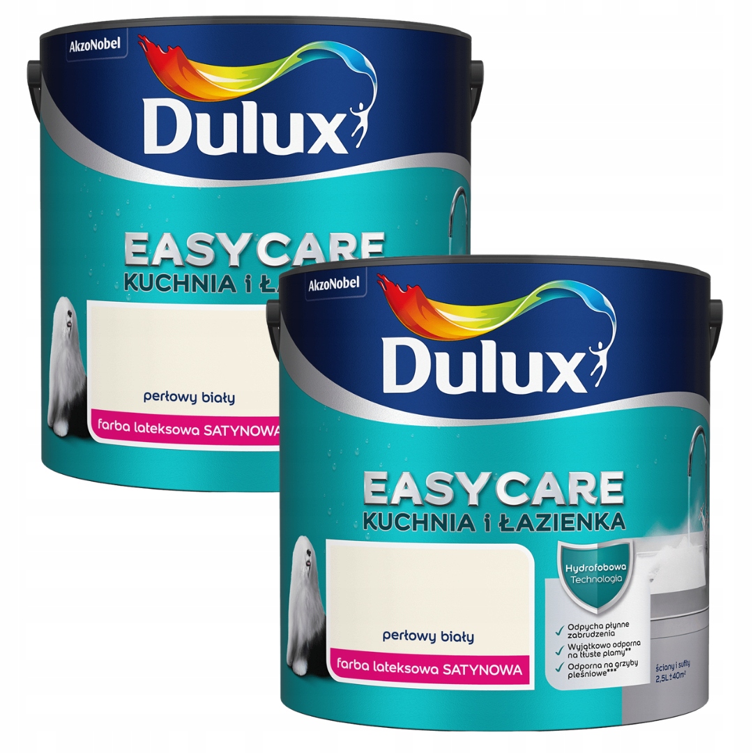 Set Dulux Easycare 2x2,5L Kuchyně&koupelna Perleťová Bílá Saténová 5L